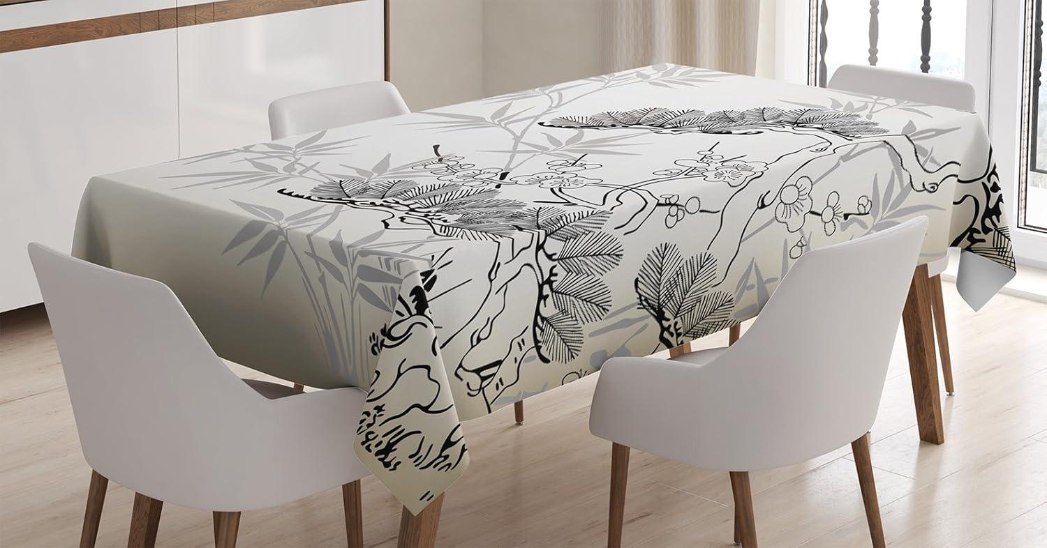 imageAmbesonne Love Tablecloth Hearts Pattern in Modern Style Valentines Day Ornate Happiness Warm Feelings Rectangular Table Cover for Dining Room Kitchen Decor 60 X 84 White RubyBlack Ecru
