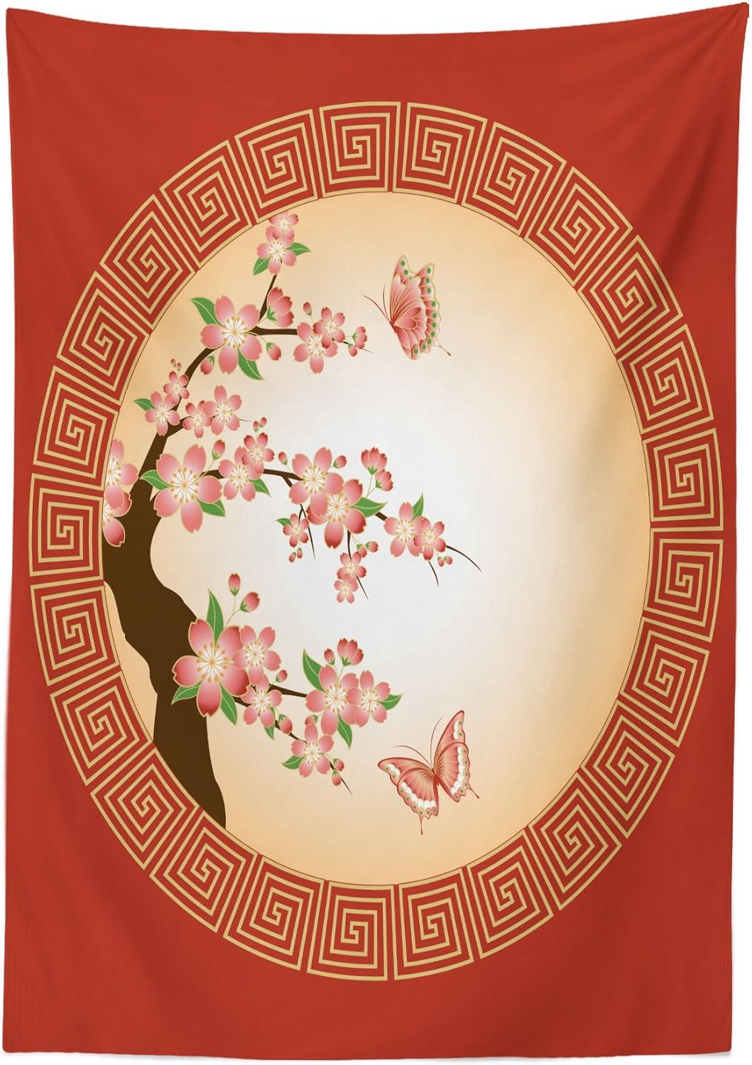imageAmbesonne Love Tablecloth Hearts Pattern in Modern Style Valentines Day Ornate Happiness Warm Feelings Rectangular Table Cover for Dining Room Kitchen Decor 60 X 84 White RubyPeach Coral