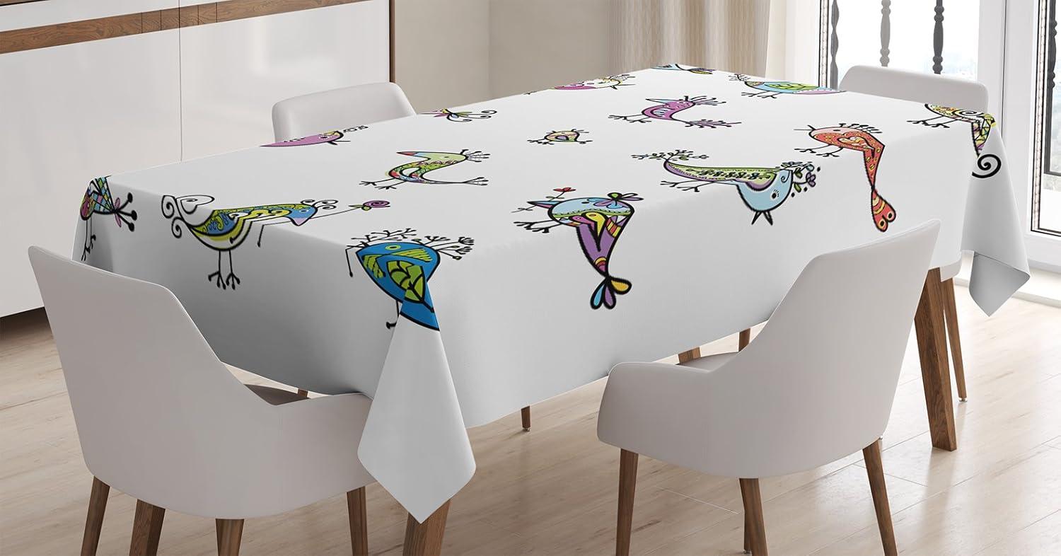 imageAmbesonne Love Tablecloth Hearts Pattern in Modern Style Valentines Day Ornate Happiness Warm Feelings Rectangular Table Cover for Dining Room Kitchen Decor 60 X 84 White RubyPurple Yellow
