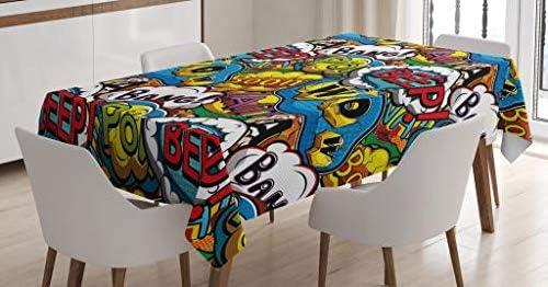 imageAmbesonne Love Tablecloth Hearts Pattern in Modern Style Valentines Day Ornate Happiness Warm Feelings Rectangular Table Cover for Dining Room Kitchen Decor 60 X 84 White RubyBlue Red
