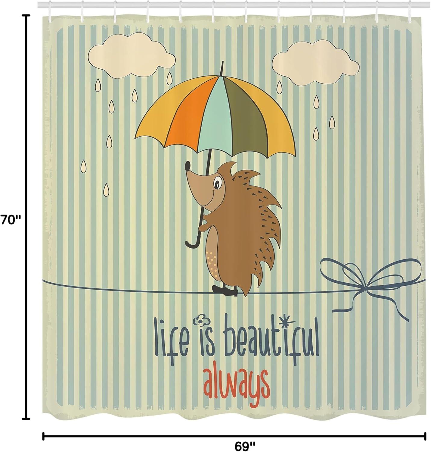 imageAmbesonne Mystic Shower Curtain Horse in Roses Garden with Butterflies Fantasy Romantic Moon Print Cloth Fabric Bathroom Decor Set with Hooks 69 W x 70 L Beige BrownBlue Tan