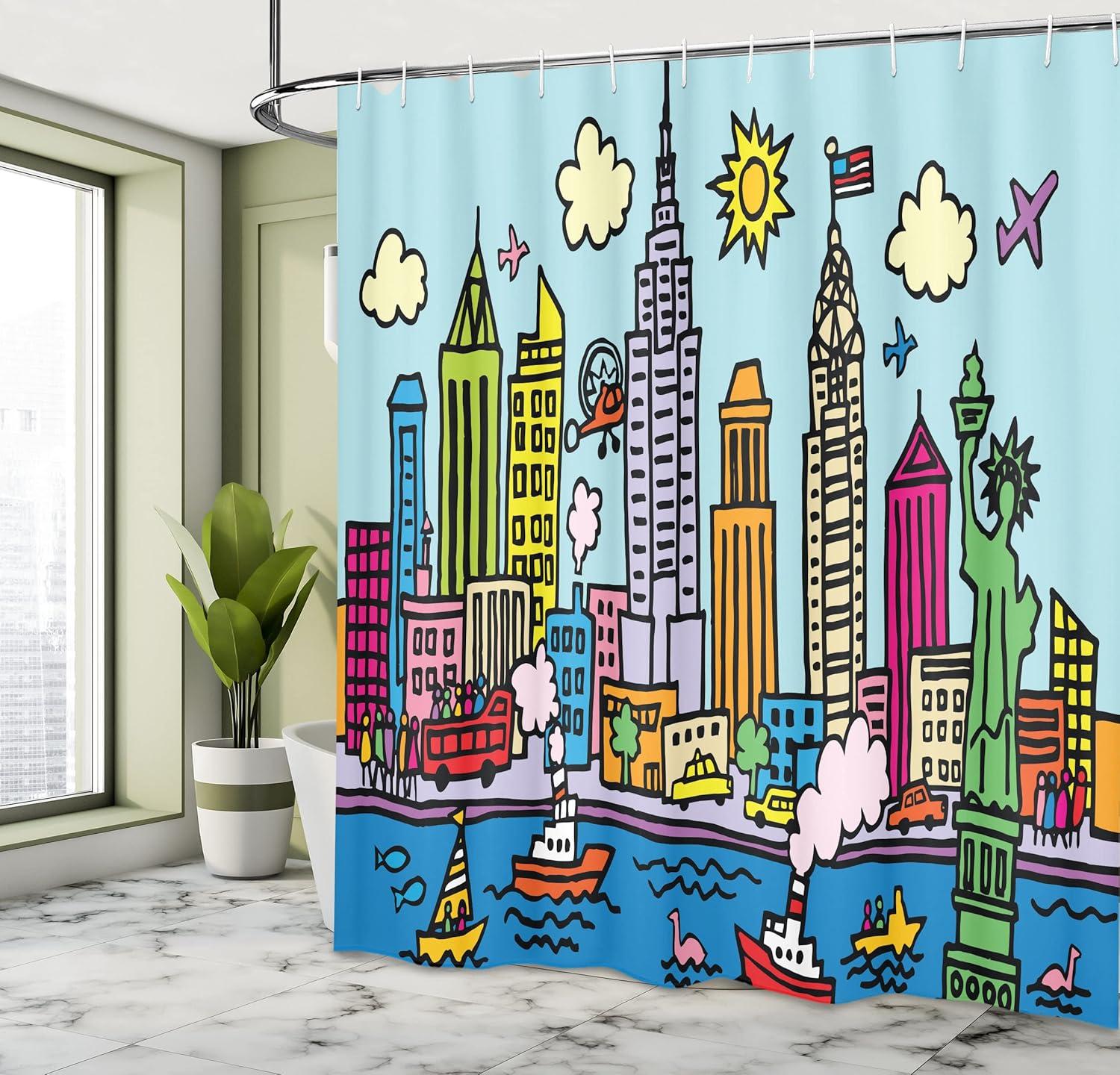 imageAmbesonne Mystic Shower Curtain Horse in Roses Garden with Butterflies Fantasy Romantic Moon Print Cloth Fabric Bathroom Decor Set with Hooks 69 W x 70 L Beige BrownPale Blue