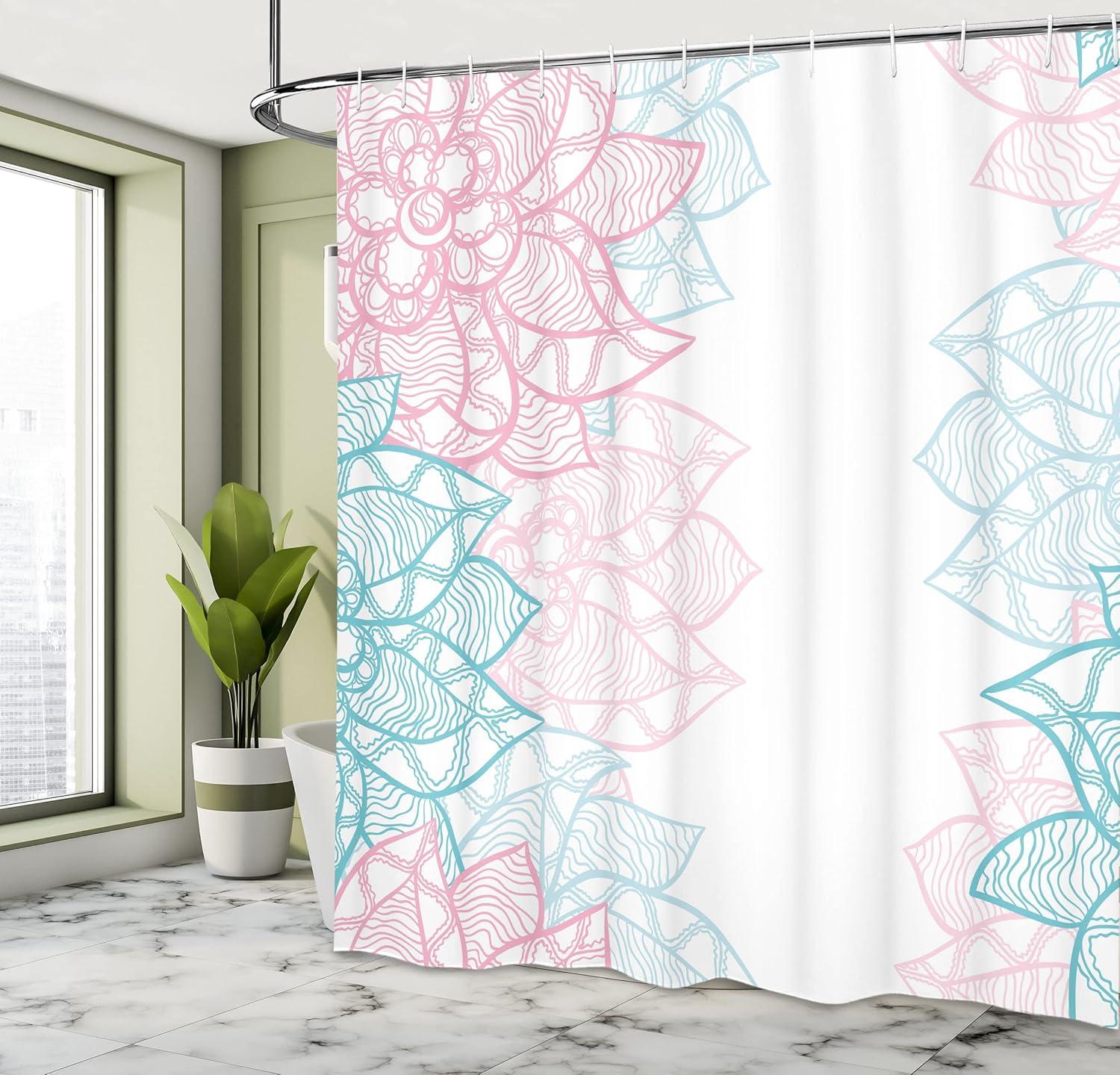 imageAmbesonne Mystic Shower Curtain Horse in Roses Garden with Butterflies Fantasy Romantic Moon Print Cloth Fabric Bathroom Decor Set with Hooks 69 W x 70 L Beige BrownPink Sky