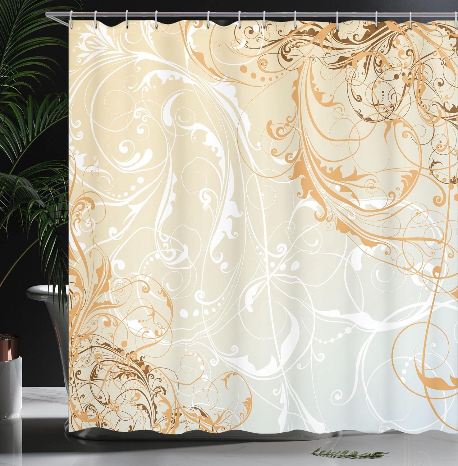 imageAmbesonne Mystic Shower Curtain Horse in Roses Garden with Butterflies Fantasy Romantic Moon Print Cloth Fabric Bathroom Decor Set with Hooks 69 W x 70 L Beige BrownGrey Yellow