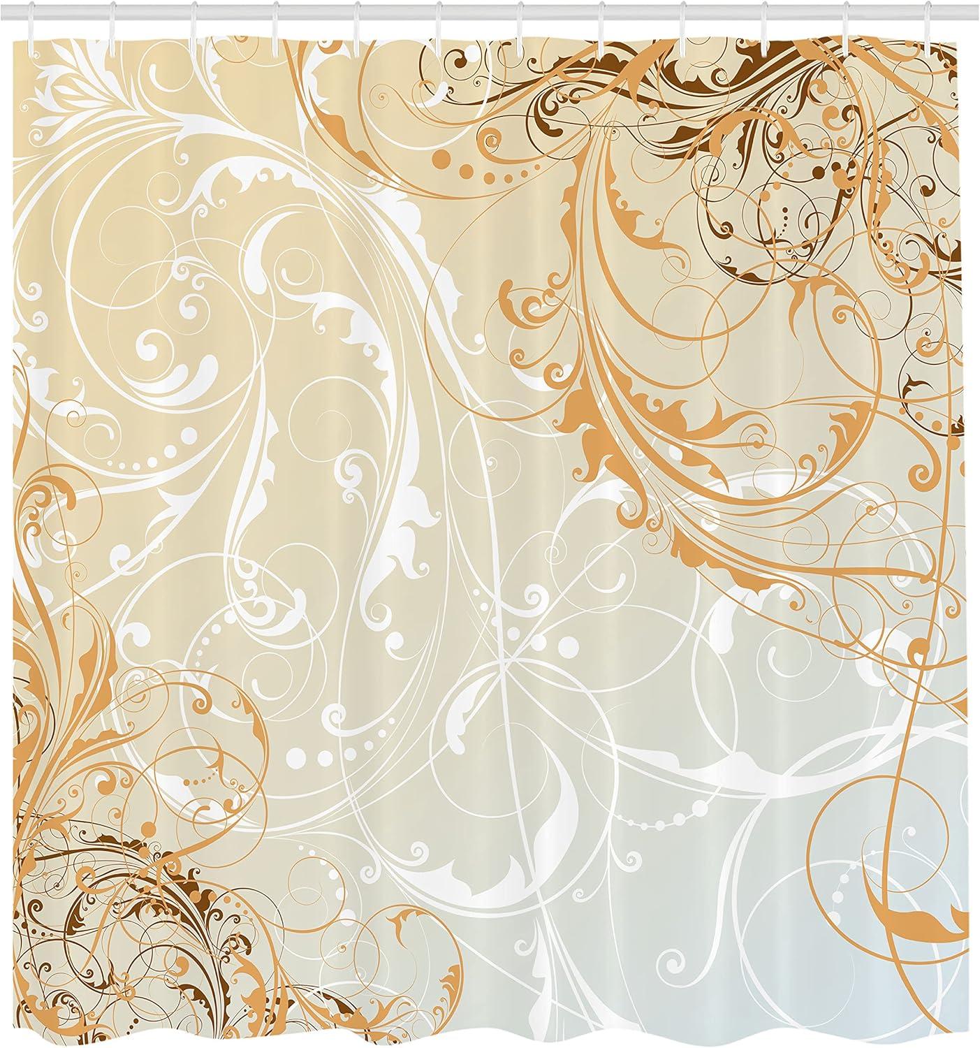 imageAmbesonne Mystic Shower Curtain Horse in Roses Garden with Butterflies Fantasy Romantic Moon Print Cloth Fabric Bathroom Decor Set with Hooks 69 W x 70 L Beige BrownGrey Yellow