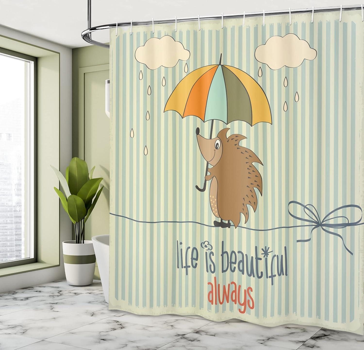 imageAmbesonne Mystic Shower Curtain Horse in Roses Garden with Butterflies Fantasy Romantic Moon Print Cloth Fabric Bathroom Decor Set with Hooks 69 W x 70 L Beige BrownBlue Tan