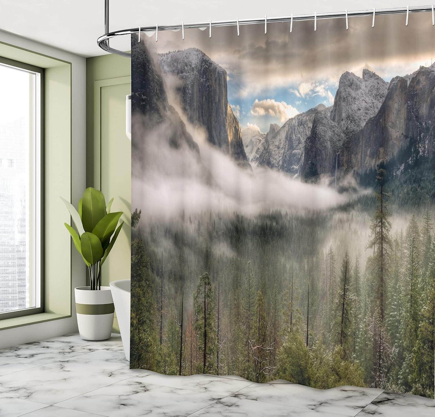 imageAmbesonne Mystic Shower Curtain Horse in Roses Garden with Butterflies Fantasy Romantic Moon Print Cloth Fabric Bathroom Decor Set with Hooks 69 W x 70 L Beige BrownGreen