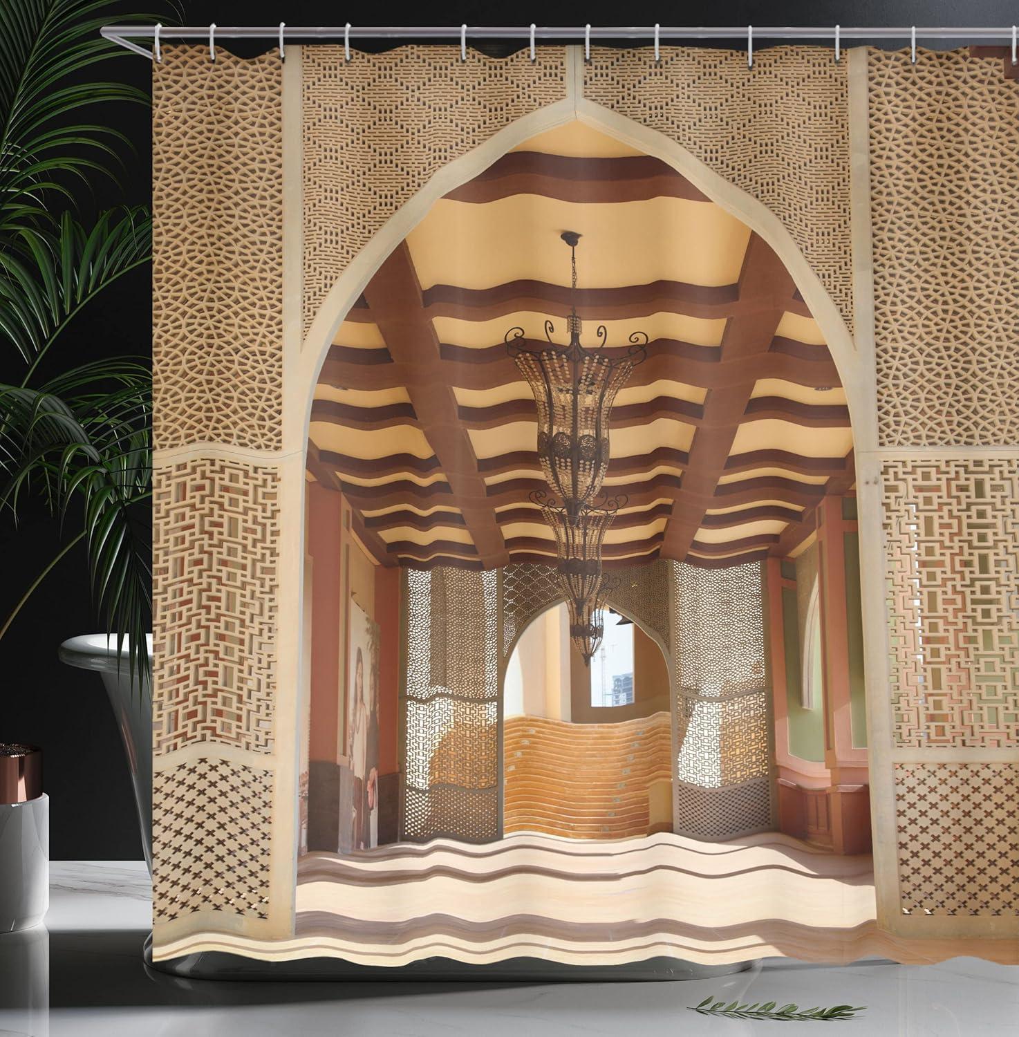 imageAmbesonne Mystic Shower Curtain Horse in Roses Garden with Butterflies Fantasy Romantic Moon Print Cloth Fabric Bathroom Decor Set with Hooks 69 W x 70 L Beige BrownBrown Beige Champagne