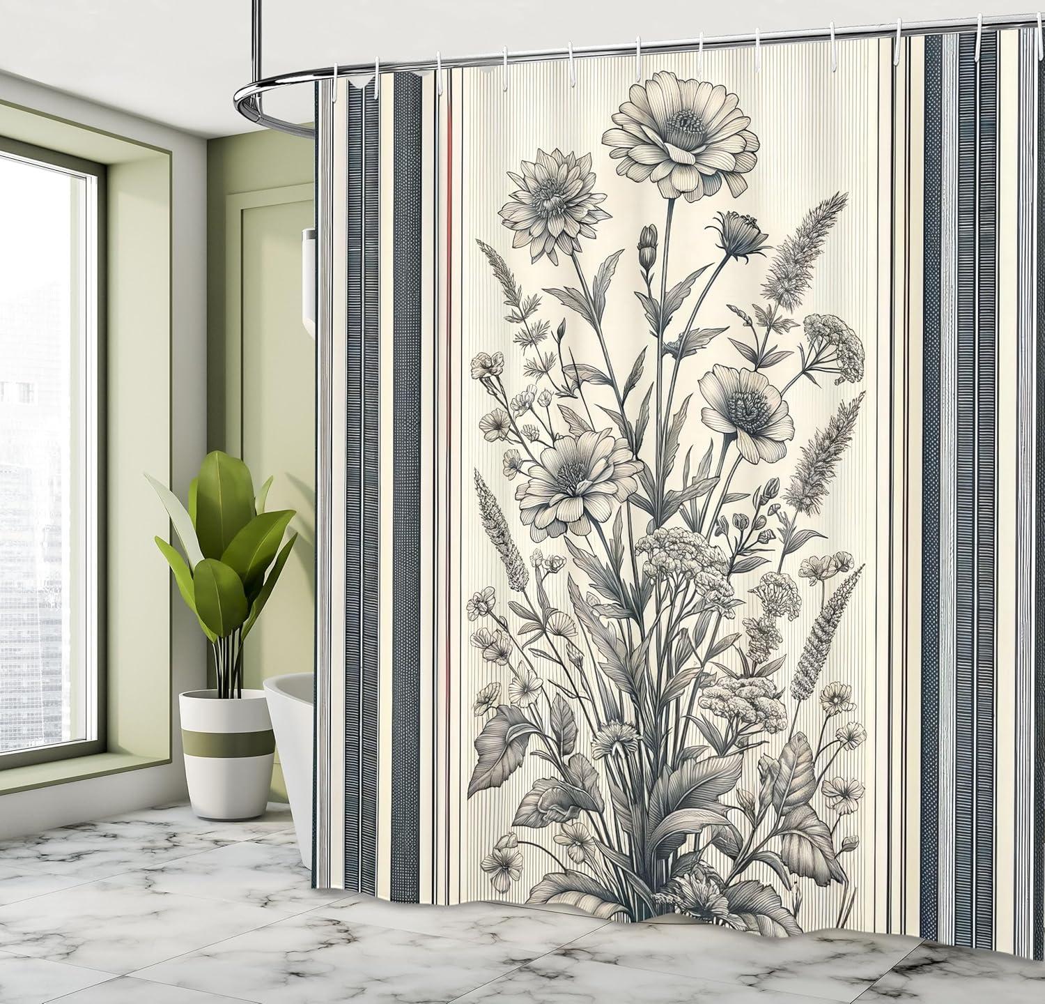 imageAmbesonne Pink Shower Curtain Dreamy Huddle of Carnation Flowers with Gentle Petals on Plain Backdrop Cloth Fabric Bathroom Decor Set with Hooks 69 W x 70 L Dark Sea Green Pale KhakiPale Sage Green Grey