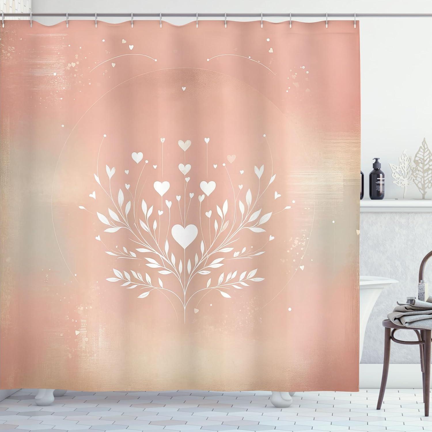 imageAmbesonne Pink Shower Curtain Dreamy Huddle of Carnation Flowers with Gentle Petals on Plain Backdrop Cloth Fabric Bathroom Decor Set with Hooks 69 W x 70 L Dark Sea Green Pale KhakiBlush White Pale Mauve