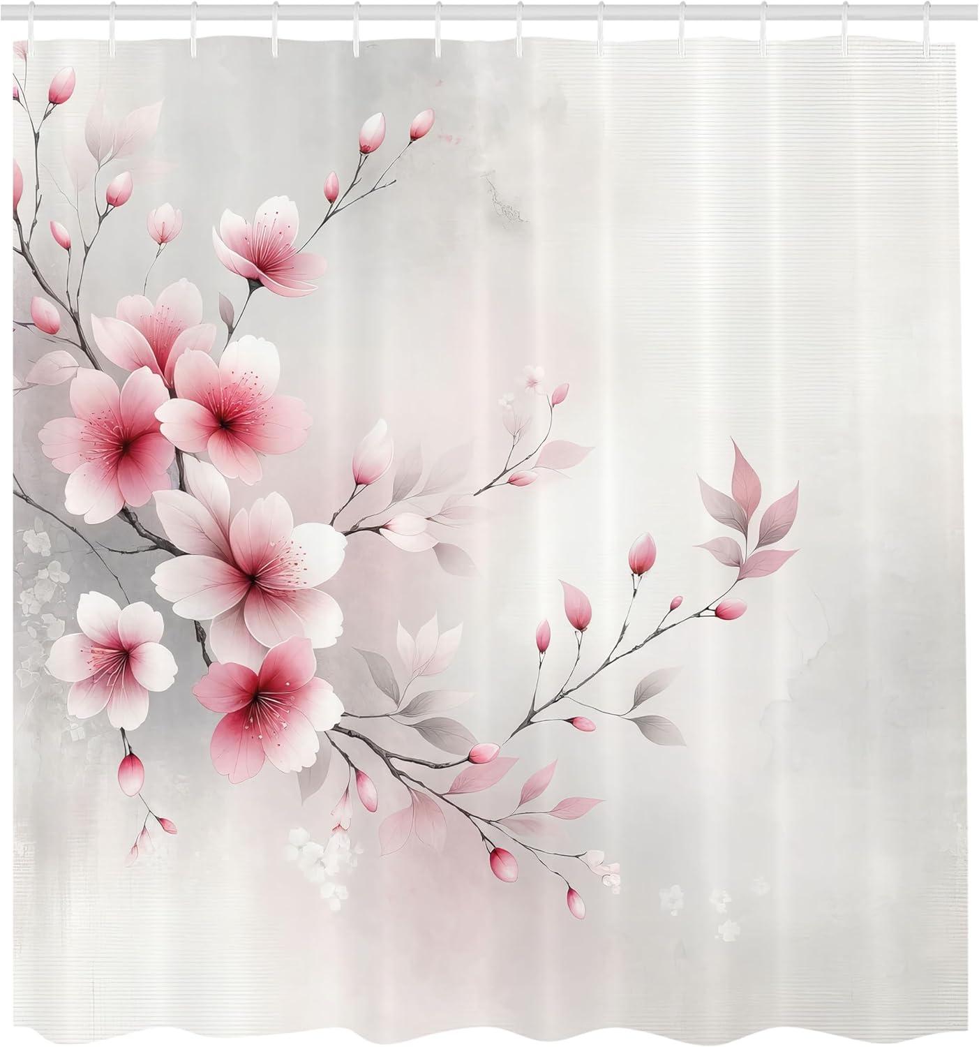 imageAmbesonne Pink Shower Curtain Dreamy Huddle of Carnation Flowers with Gentle Petals on Plain Backdrop Cloth Fabric Bathroom Decor Set with Hooks 69 W x 70 L Dark Sea Green Pale KhakiPale Grey Magenta Blush