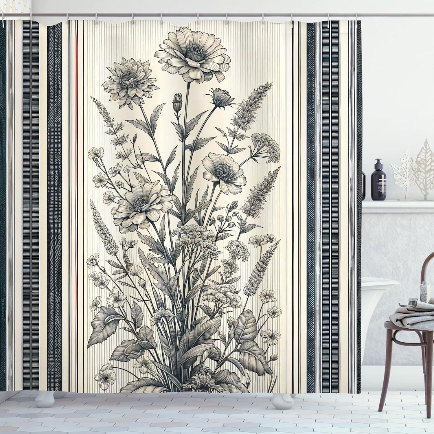 imageAmbesonne Pink Shower Curtain Dreamy Huddle of Carnation Flowers with Gentle Petals on Plain Backdrop Cloth Fabric Bathroom Decor Set with Hooks 69 W x 70 L Dark Sea Green Pale KhakiPale Sage Green Grey