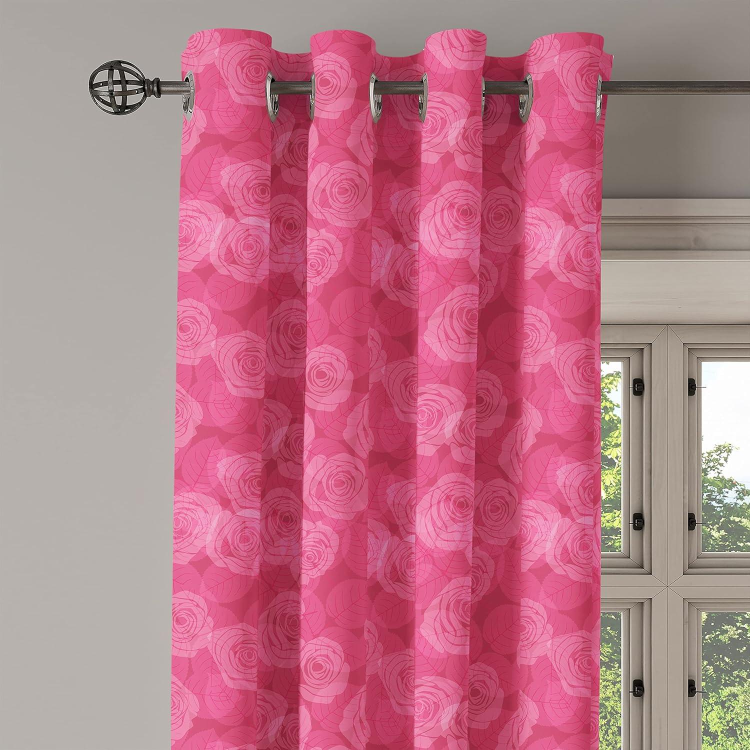 imageAmbesonne Rose Grommet Curtain Shades of Pink Gentle Seasonal Flora Romance Love Theme Valentines Day Inspired Design Decorative 2Panel Window Drapes for Bedroom Living Room 50 x 72 PinkPink