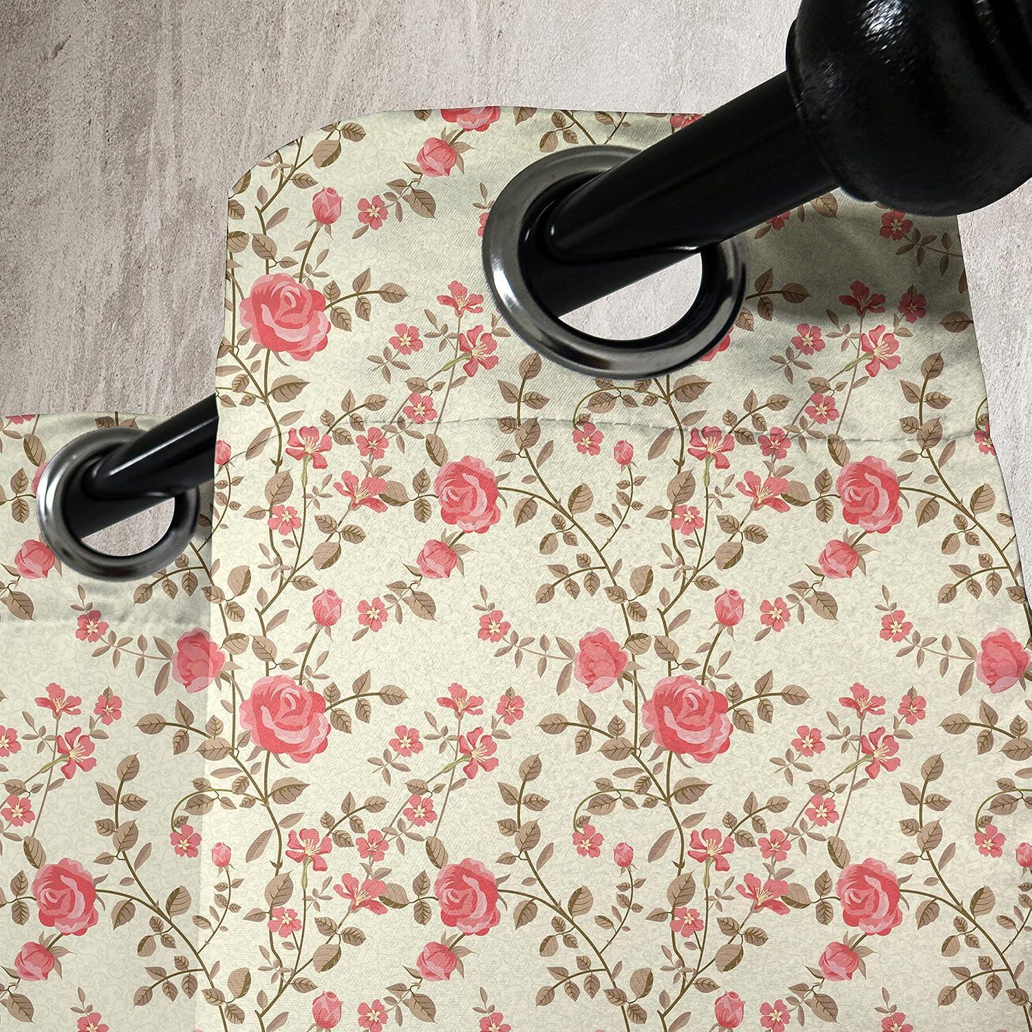 imageAmbesonne Rose Grommet Curtain Shades of Pink Gentle Seasonal Flora Romance Love Theme Valentines Day Inspired Design Decorative 2Panel Window Drapes for Bedroom Living Room 50 x 72 PinkPale Yellow Dark Coral