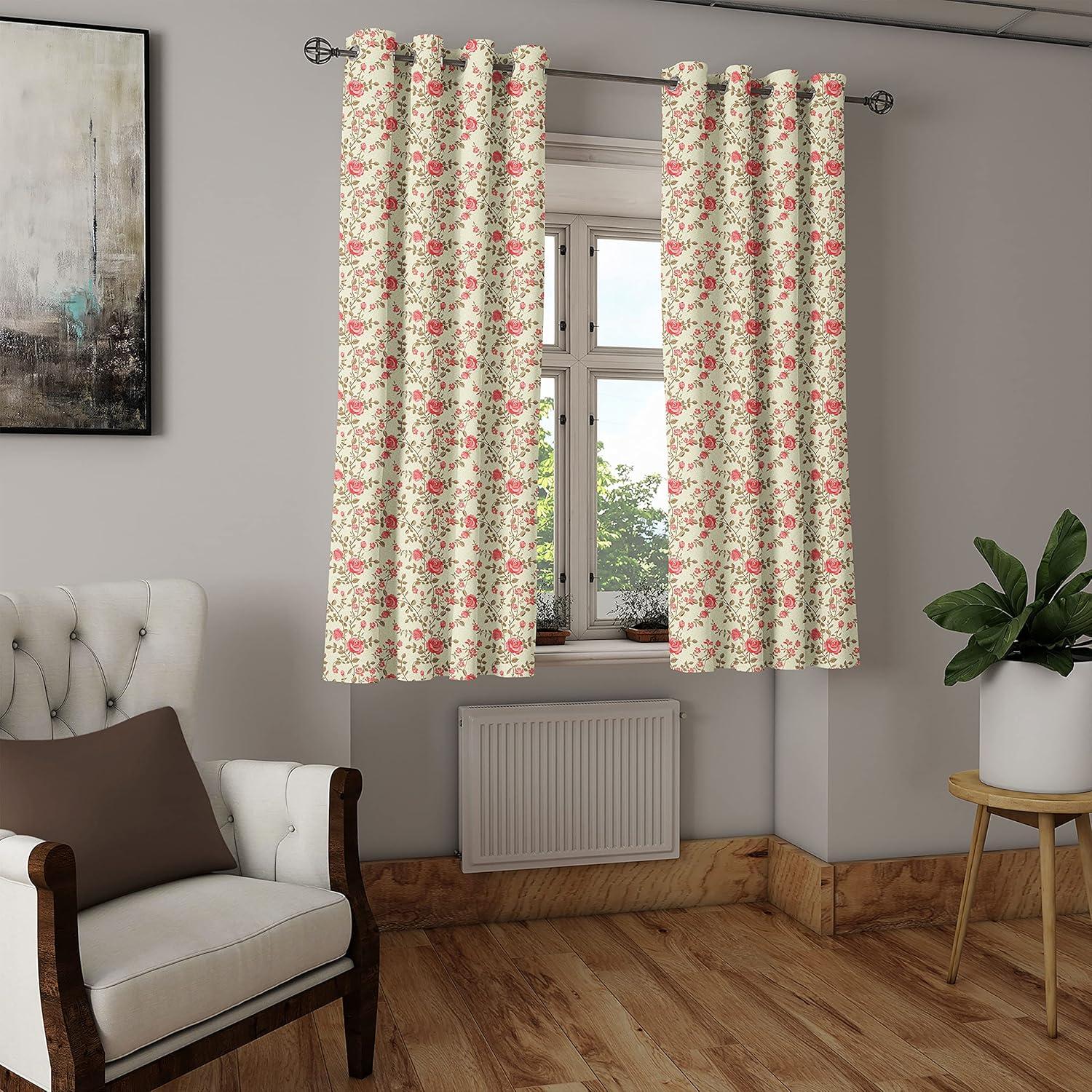 imageAmbesonne Rose Grommet Curtain Shades of Pink Gentle Seasonal Flora Romance Love Theme Valentines Day Inspired Design Decorative 2Panel Window Drapes for Bedroom Living Room 50 x 72 PinkPale Yellow Dark Coral
