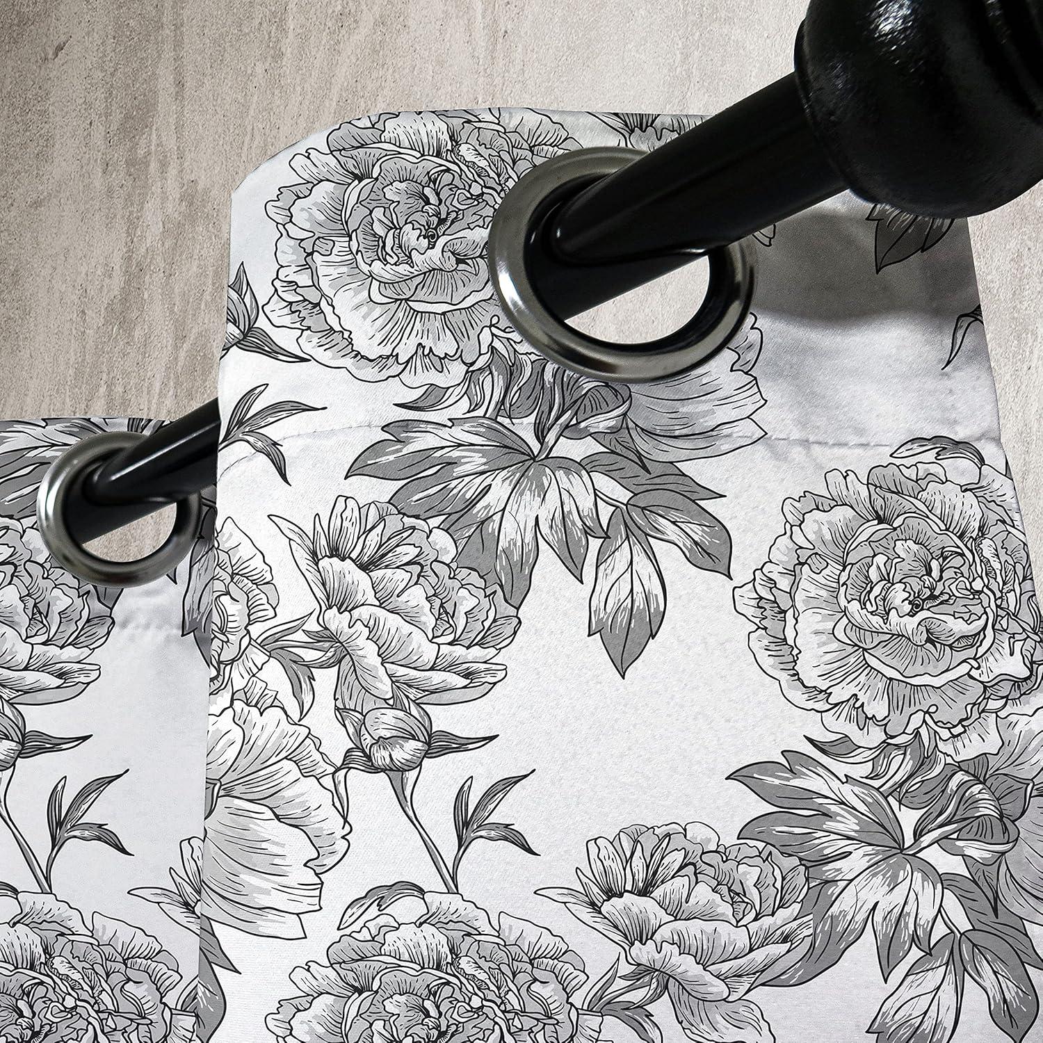 imageAmbesonne Rose Grommet Curtain Shades of Pink Gentle Seasonal Flora Romance Love Theme Valentines Day Inspired Design Decorative 2Panel Window Drapes for Bedroom Living Room 50 x 72 PinkBlack Grey White