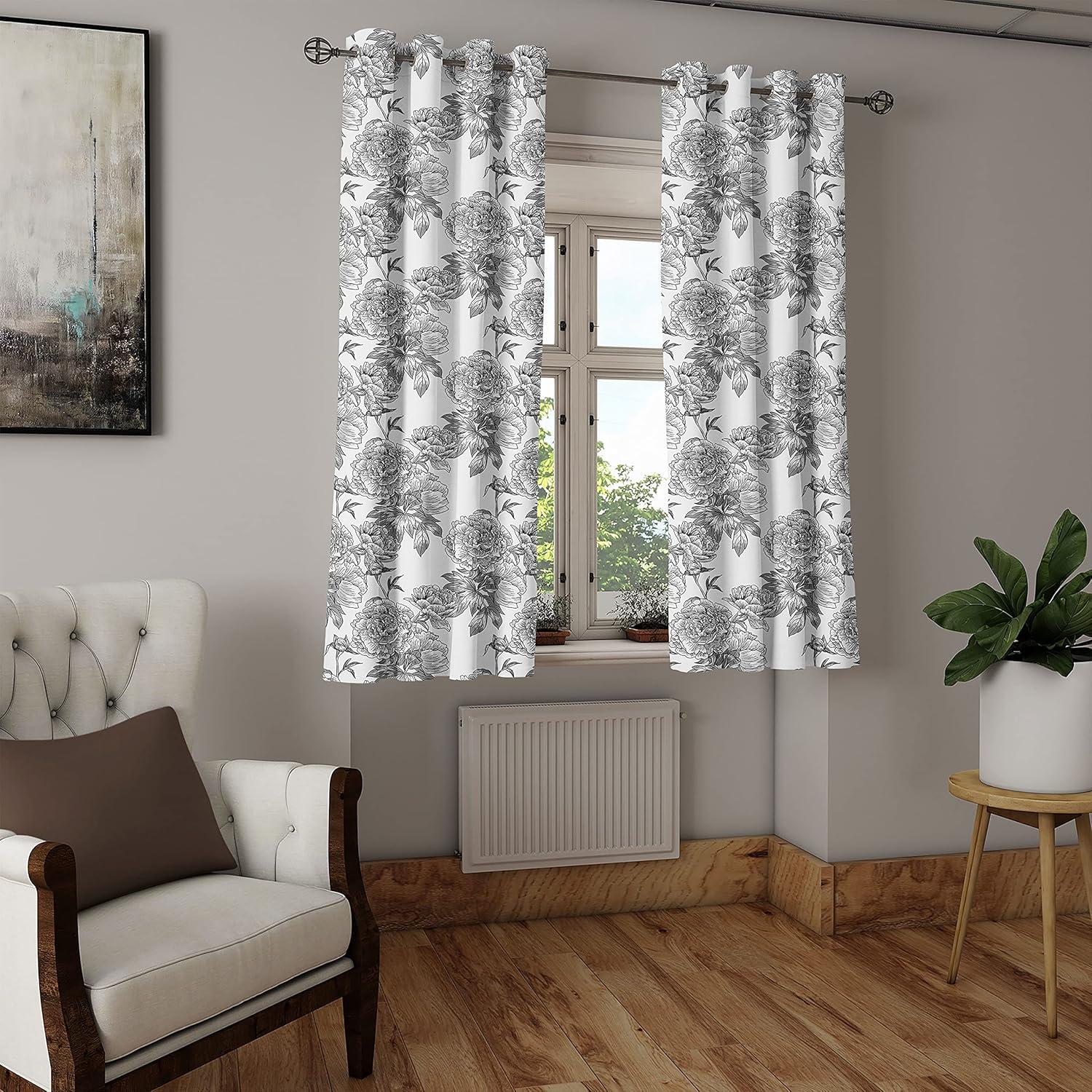 imageAmbesonne Rose Grommet Curtain Shades of Pink Gentle Seasonal Flora Romance Love Theme Valentines Day Inspired Design Decorative 2Panel Window Drapes for Bedroom Living Room 50 x 72 PinkBlack Grey White