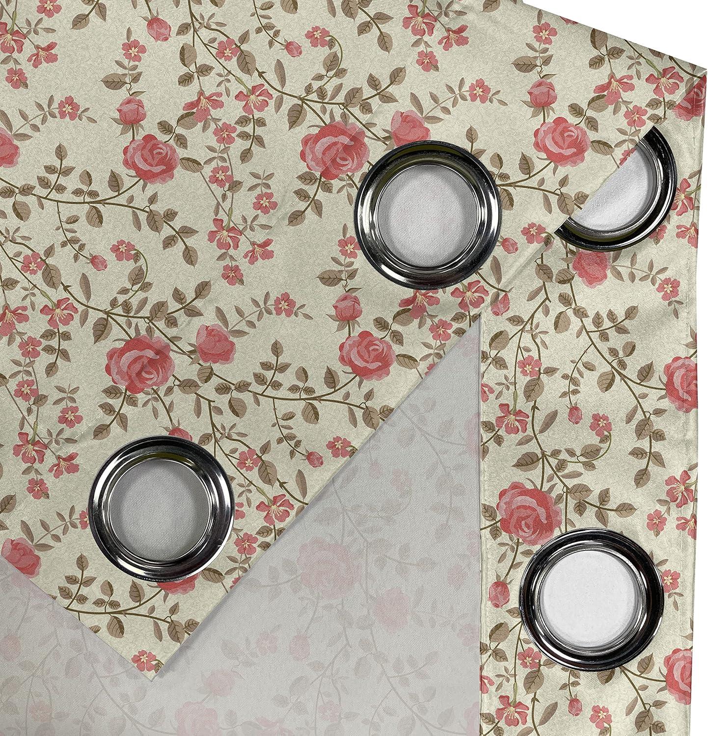 imageAmbesonne Rose Grommet Curtain Shades of Pink Gentle Seasonal Flora Romance Love Theme Valentines Day Inspired Design Decorative 2Panel Window Drapes for Bedroom Living Room 50 x 72 PinkPale Yellow Dark Coral