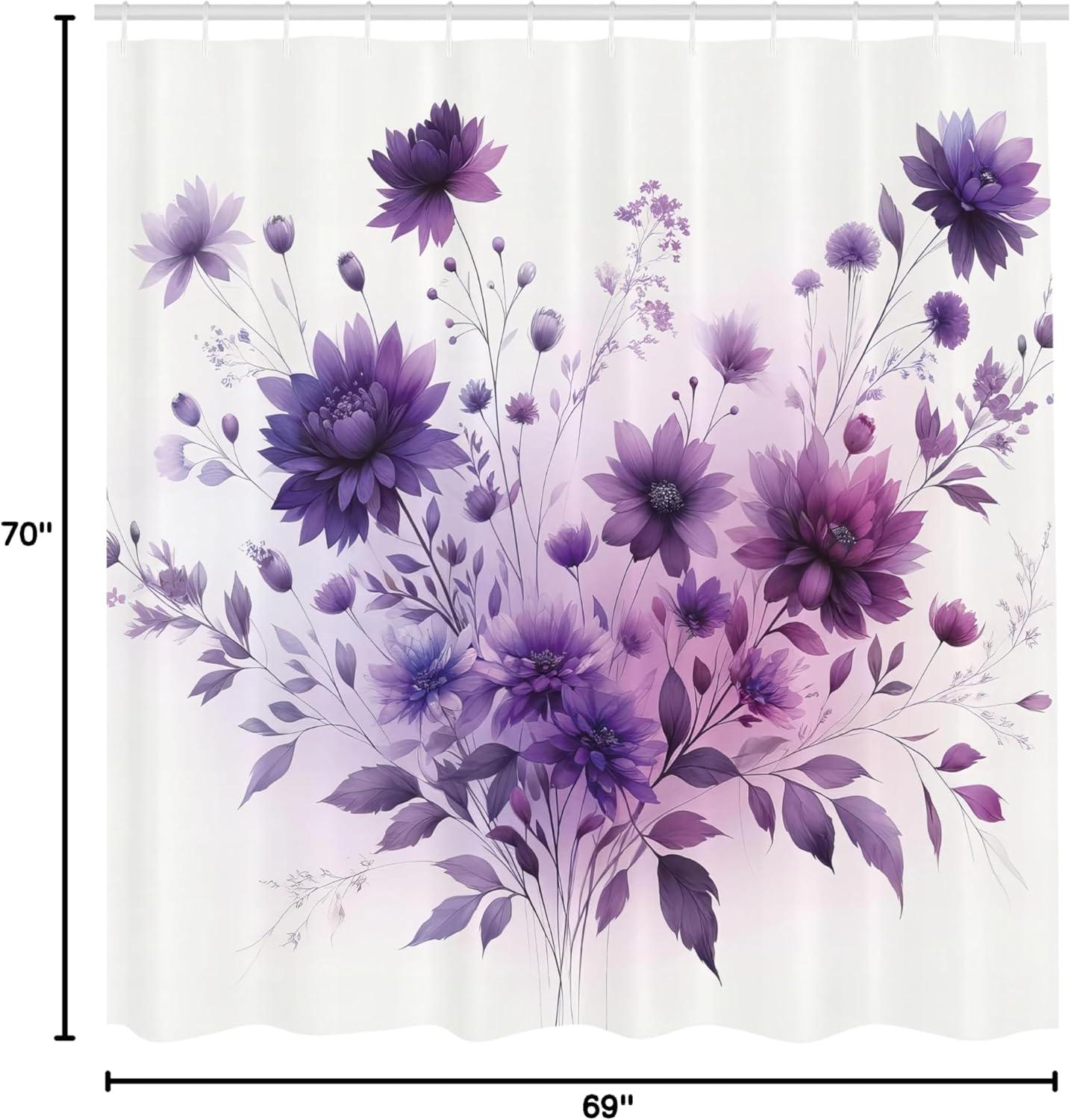 imageAmbesonne Tan Shower Curtain Romantic Boho Nostalgic Minimalistic Monochromatic Wild Flowers Painting Print Cloth Fabric Bathroom Decor Set with Hooks 69 W x 75 L Ecru Sepia AlmondLilac and Blue Violet