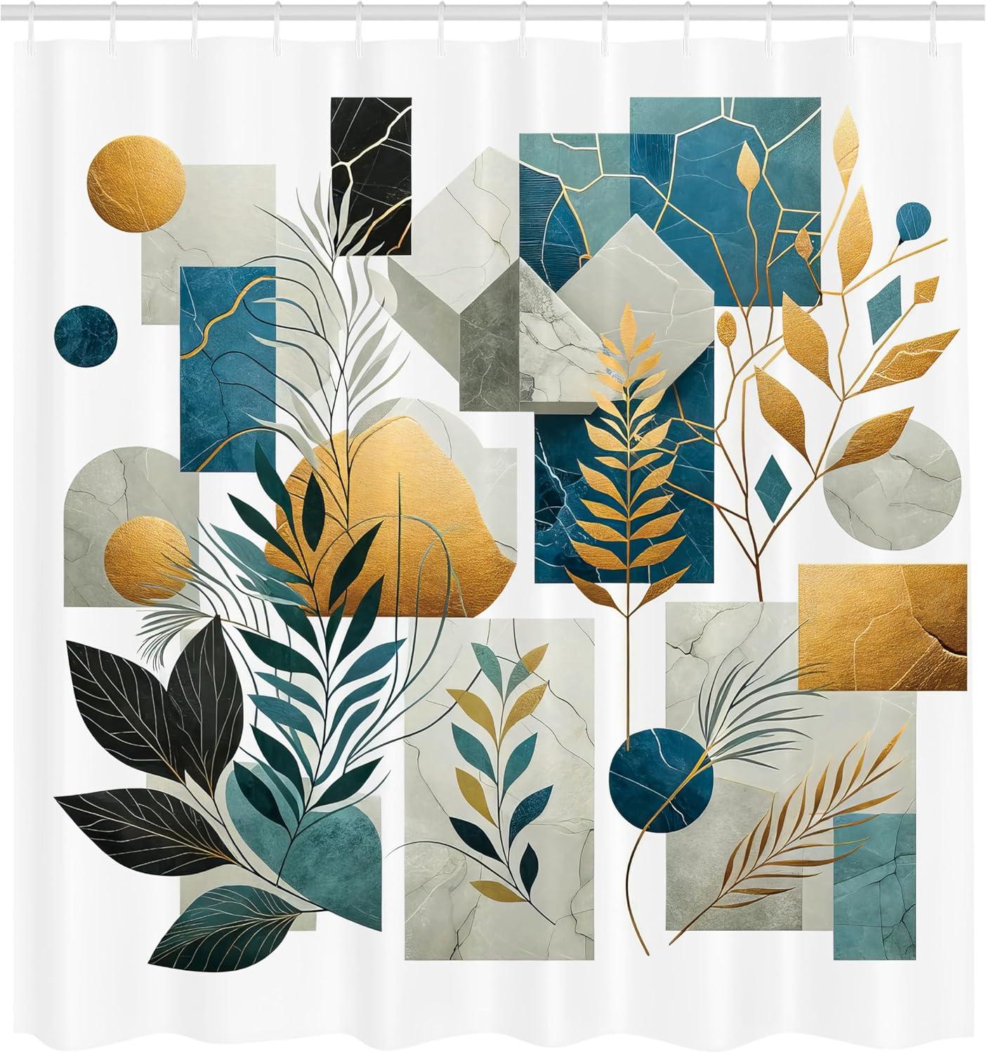 imageAmbesonne Tan Shower Curtain Romantic Boho Nostalgic Minimalistic Monochromatic Wild Flowers Painting Print Cloth Fabric Bathroom Decor Set with Hooks 69 W x 75 L Ecru Sepia AlmondBlue Grey Pastel Brown