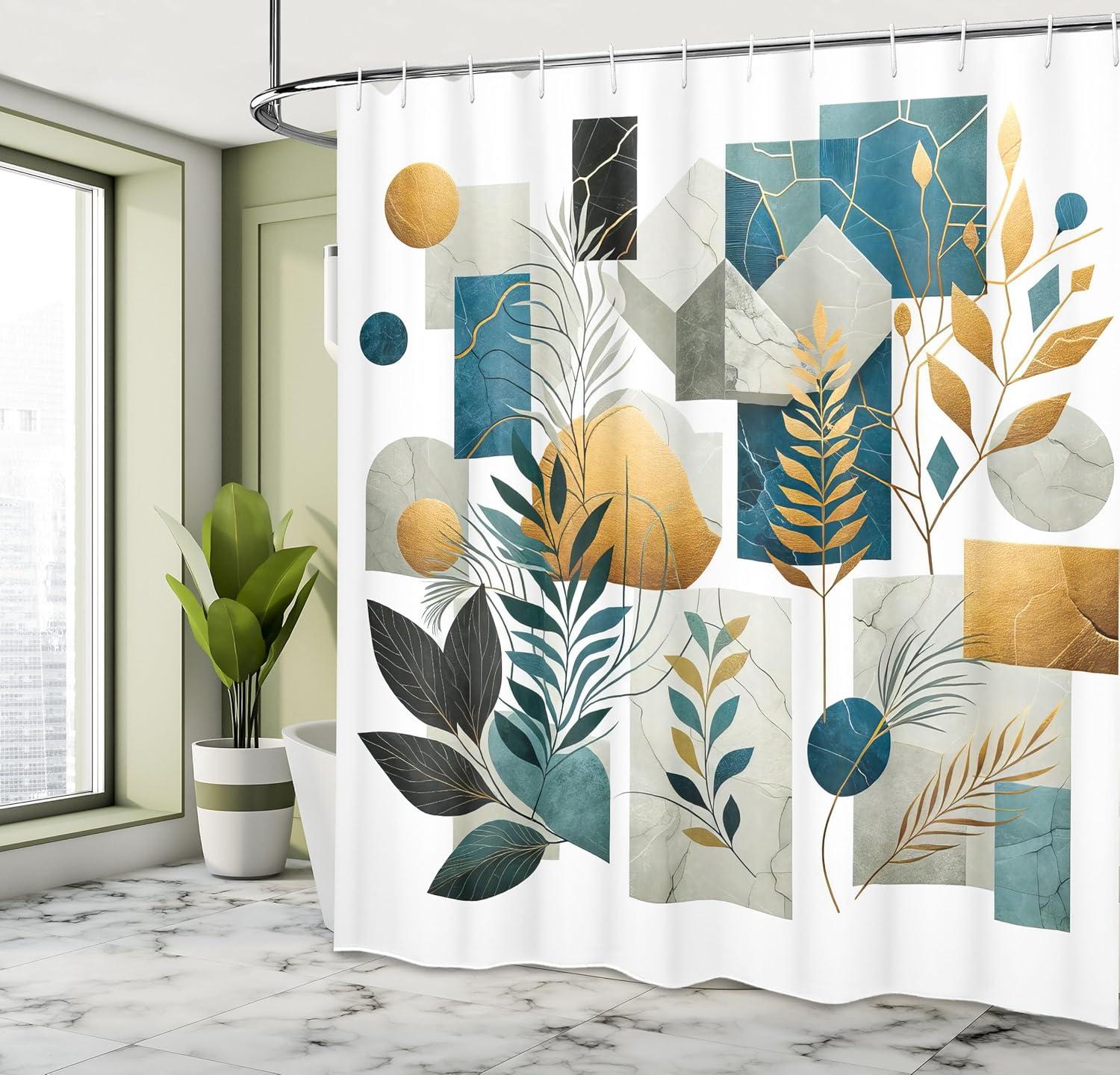 imageAmbesonne Tan Shower Curtain Romantic Boho Nostalgic Minimalistic Monochromatic Wild Flowers Painting Print Cloth Fabric Bathroom Decor Set with Hooks 69 W x 75 L Ecru Sepia AlmondBlue Grey Pastel Brown