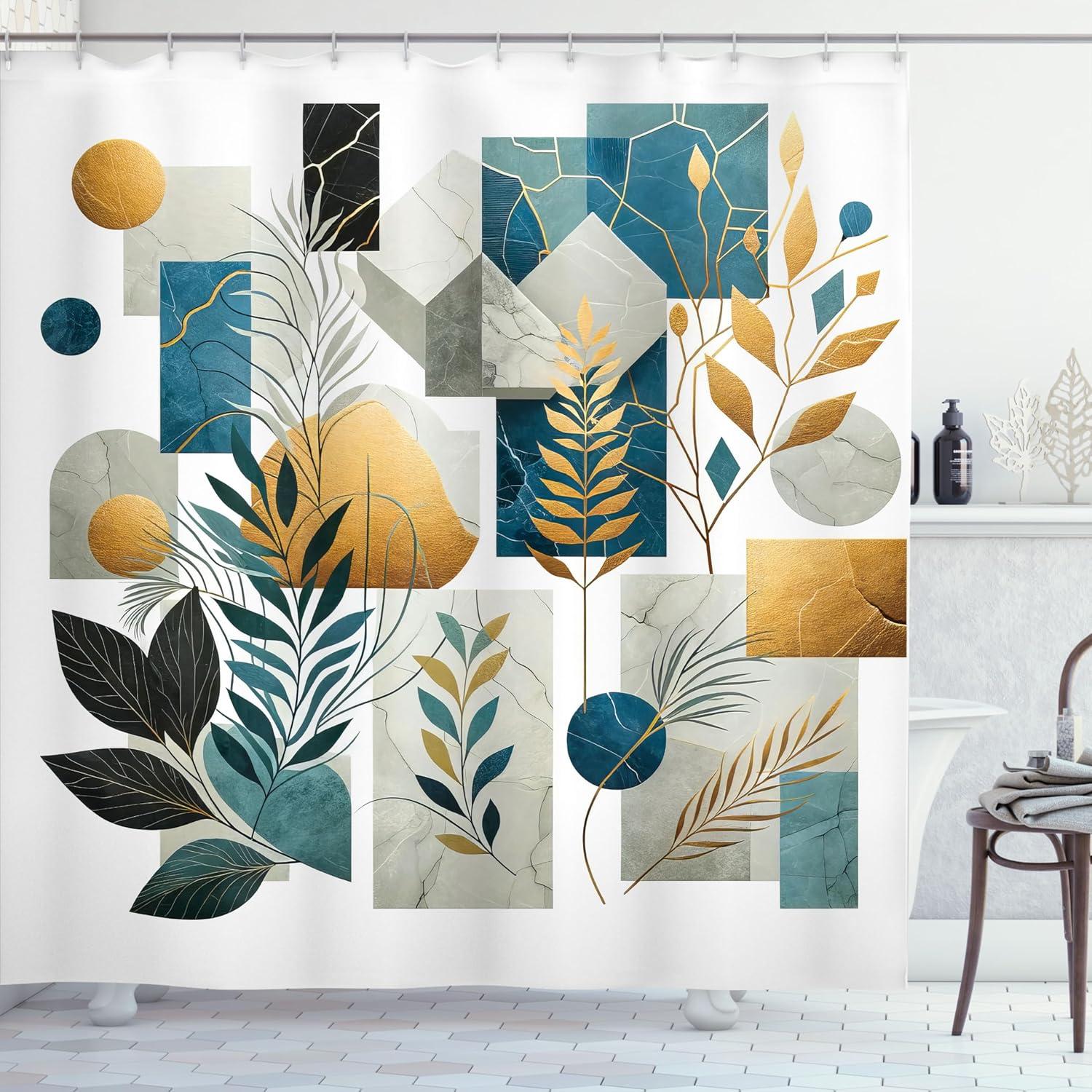 imageAmbesonne Tan Shower Curtain Romantic Boho Nostalgic Minimalistic Monochromatic Wild Flowers Painting Print Cloth Fabric Bathroom Decor Set with Hooks 69 W x 75 L Ecru Sepia AlmondBlue Grey Pastel Brown