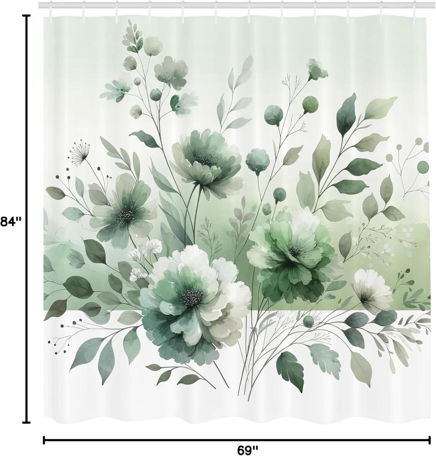imageAmbesonne Tan Shower Curtain Romantic Boho Nostalgic Minimalistic Monochromatic Wild Flowers Painting Print Cloth Fabric Bathroom Decor Set with Hooks 69 W x 75 L Ecru Sepia AlmondOff White Cadet Blue