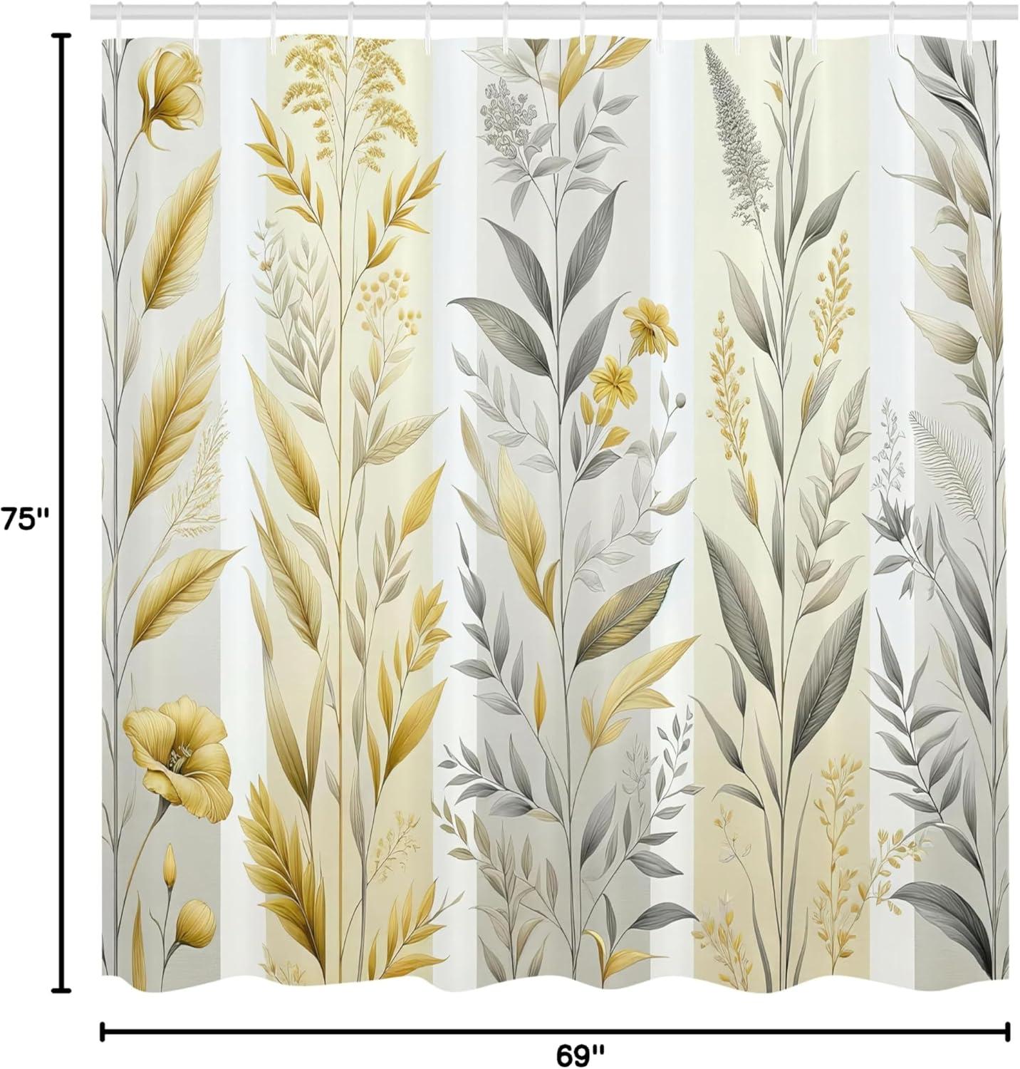 imageAmbesonne Tan Shower Curtain Romantic Boho Nostalgic Minimalistic Monochromatic Wild Flowers Painting Print Cloth Fabric Bathroom Decor Set with Hooks 69 W x 75 L Ecru Sepia AlmondPale Coffee Purpleblue