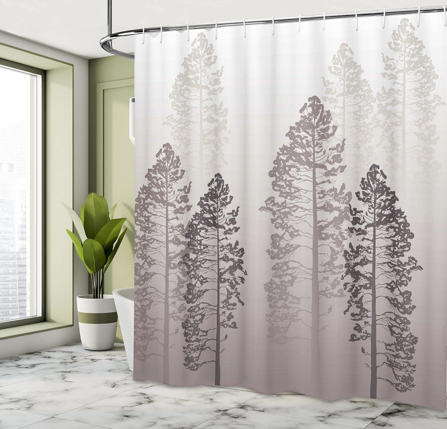 imageAmbesonne Tan Shower Curtain Romantic Boho Nostalgic Minimalistic Monochromatic Wild Flowers Painting Print Cloth Fabric Bathroom Decor Set with Hooks 69 W x 75 L Ecru Sepia AlmondWarm Taupe Umber