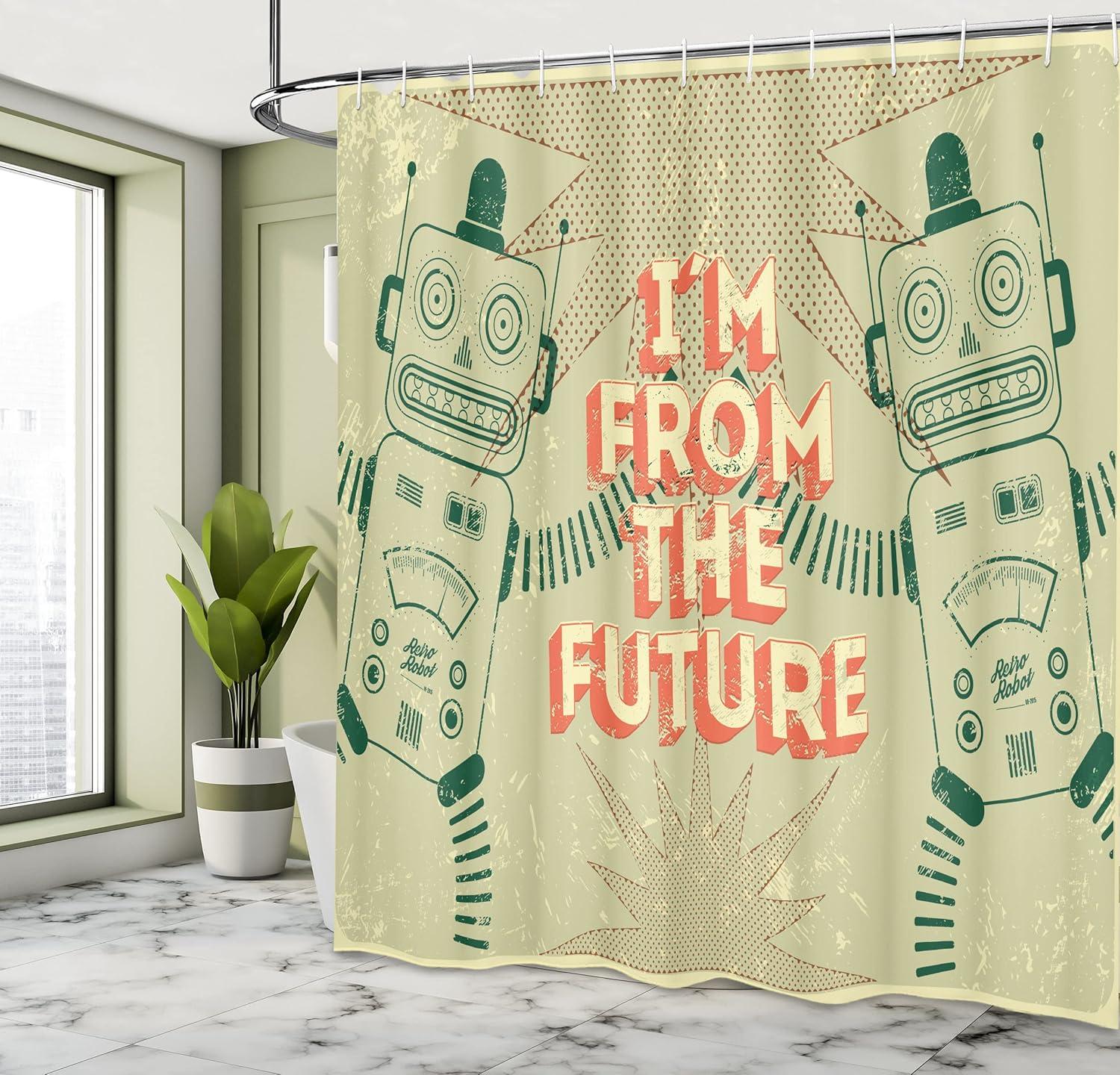 imageAmbesonne Vintage Shower Curtain Floral Theme Hand Drawn Romantic Flowers and Leaves Illustration Cloth Fabric Bathroom Decor Set with Hooks 69 W x 75 L Pink CreamBurnt Sienna