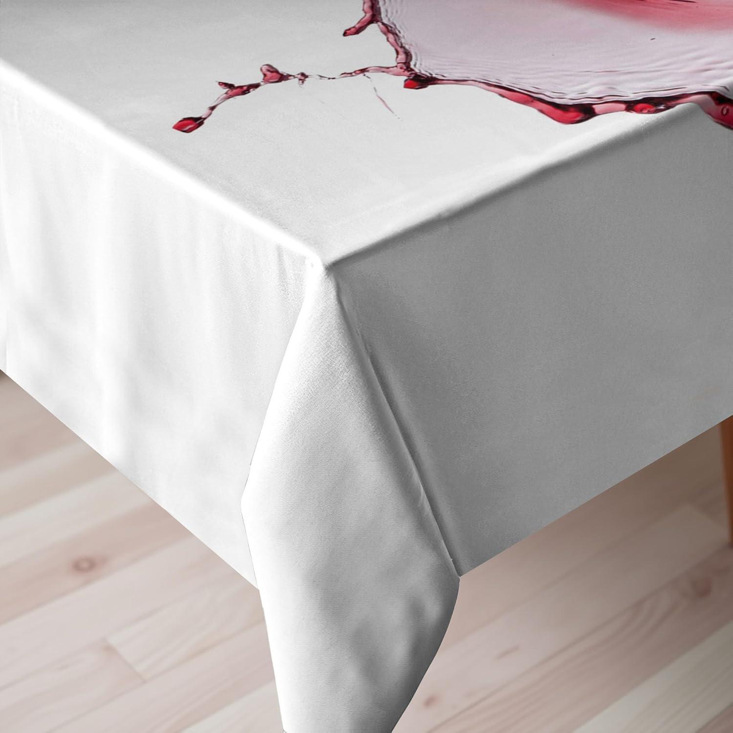 imageAmbesonne Wine Tablecloth Heart Shape with Spilling Red Wine in Glasses Romantic Valentines Day Concept Rectangular Table Cover for Dining Room Kitchen Decor 60 X 90 Burgundy White