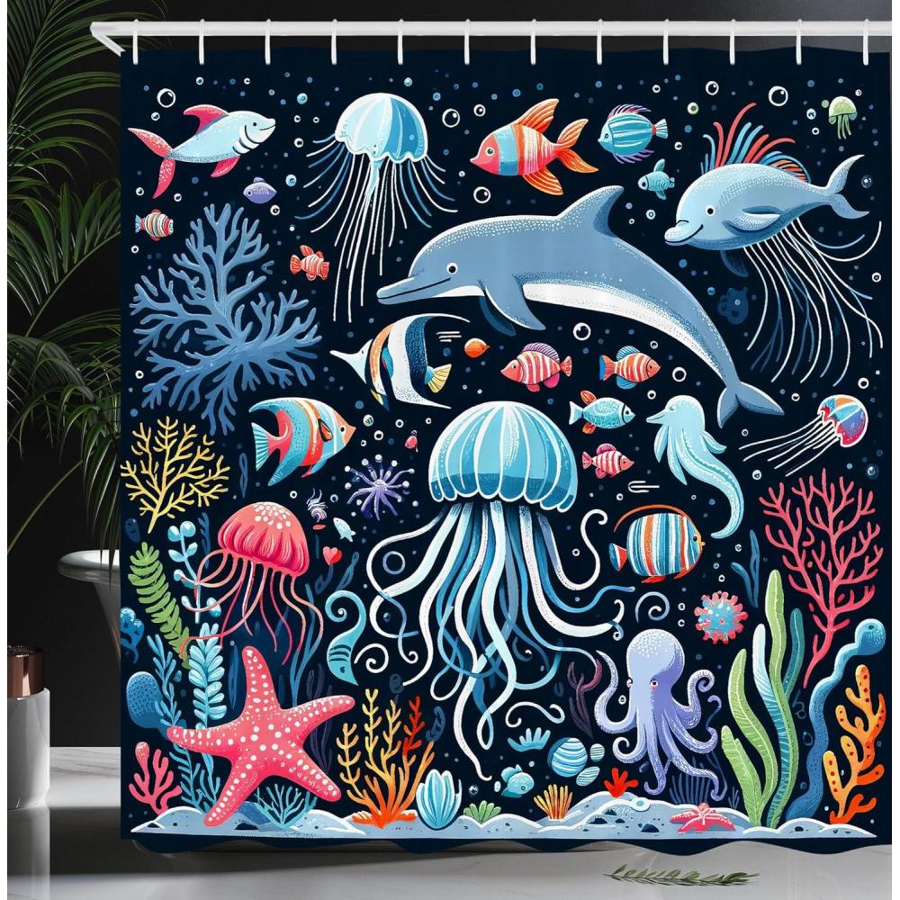 imageAmbesonne Floral Shower Curtain Romantic Tender Garden of Daisy Like Flowers and Leaves 70s Groovy Nature Cloth Fabric Bathroom Decor Set with Hooks 69 W x 70 L Reseda Green and PinkDark Petrol Blue