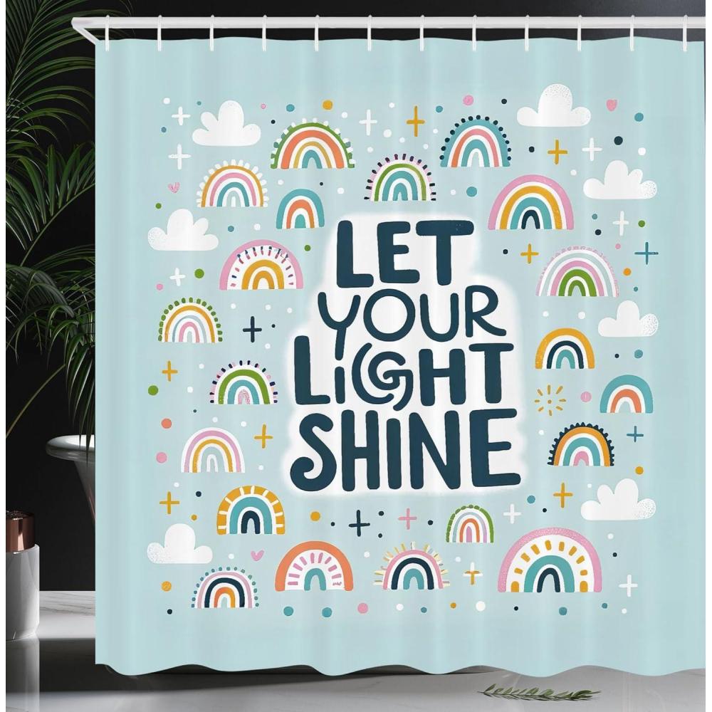imageAmbesonne Floral Shower Curtain Romantic Tender Garden of Daisy Like Flowers and Leaves 70s Groovy Nature Cloth Fabric Bathroom Decor Set with Hooks 69 W x 70 L Reseda Green and PinkPale Blue Multicolor