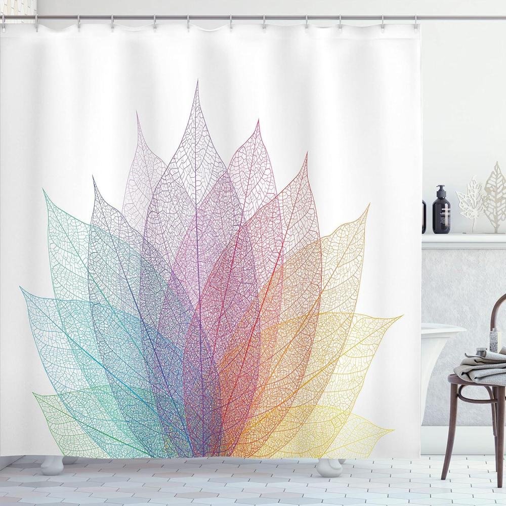 imageAmbesonne Floral Shower Curtain Romantic Tender Garden of Daisy Like Flowers and Leaves 70s Groovy Nature Cloth Fabric Bathroom Decor Set with Hooks 69 W x 70 L Reseda Green and PinkYellow Red Green