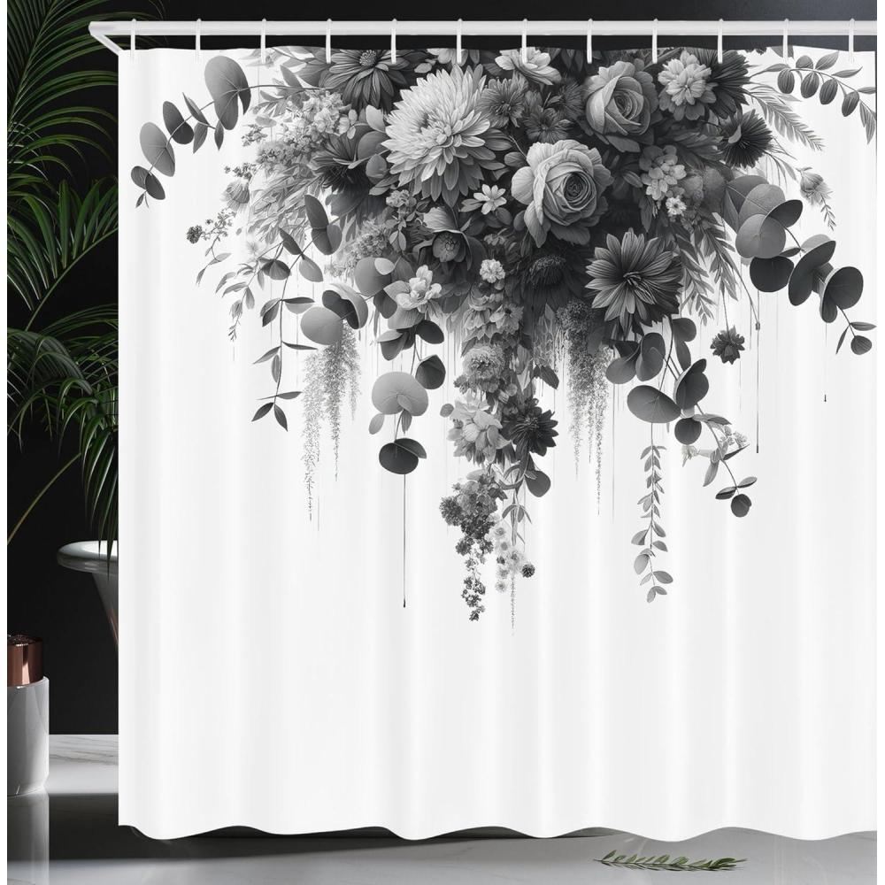 imageAmbesonne Live Laugh Love Shower Curtain Romantic Design with Hand Drawn Stripes and Calligraphic Text Cloth Fabric Bathroom Decor Set with Hooks 70 Long White YellowDark Grey White