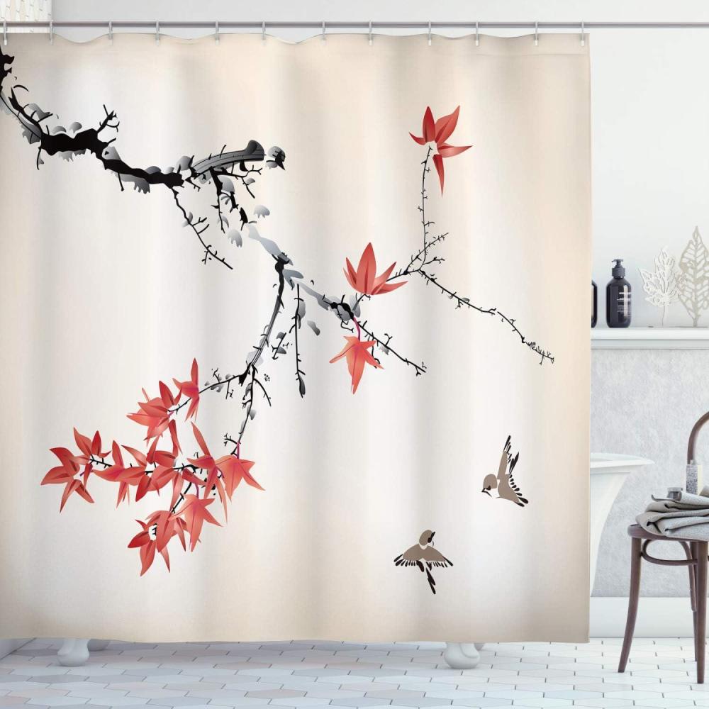 imageAmbesonne Live Laugh Love Shower Curtain Romantic Design with Hand Drawn Stripes and Calligraphic Text Cloth Fabric Bathroom Decor Set with Hooks 70 Long White YellowCoral Black