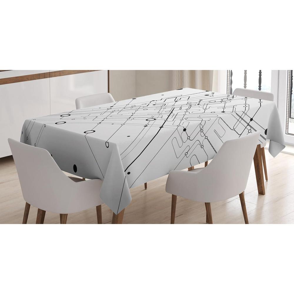 imageAmbesonne Love Tablecloth Hearts Pattern in Modern Style Valentines Day Ornate Happiness Warm Feelings Rectangular Table Cover for Dining Room Kitchen Decor 60 X 84 White RubyWhite Black