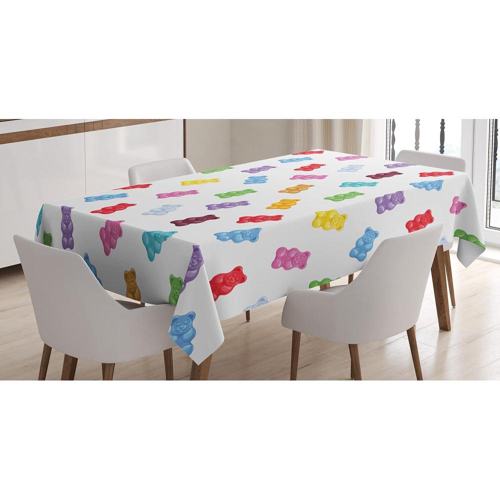 imageAmbesonne Love Tablecloth Hearts Pattern in Modern Style Valentines Day Ornate Happiness Warm Feelings Rectangular Table Cover for Dining Room Kitchen Decor 60 X 84 White RubyPastel Yellow