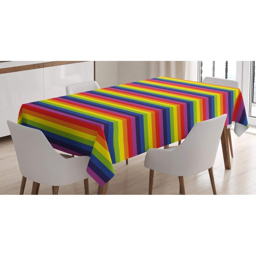 imageAmbesonne Love Tablecloth Hearts Pattern in Modern Style Valentines Day Ornate Happiness Warm Feelings Rectangular Table Cover for Dining Room Kitchen Decor 60 X 84 White RubyVermilion Blue