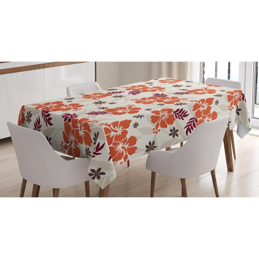 imageAmbesonne Love Tablecloth Hearts Pattern in Modern Style Valentines Day Ornate Happiness Warm Feelings Rectangular Table Cover for Dining Room Kitchen Decor 60 X 84 White RubyOrange Cream