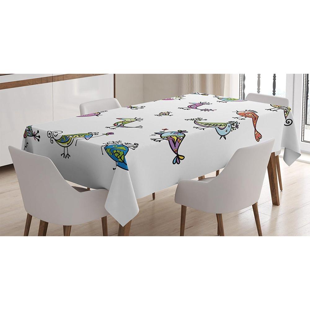 imageAmbesonne Love Tablecloth Hearts Pattern in Modern Style Valentines Day Ornate Happiness Warm Feelings Rectangular Table Cover for Dining Room Kitchen Decor 60 X 84 White RubyPurple Yellow
