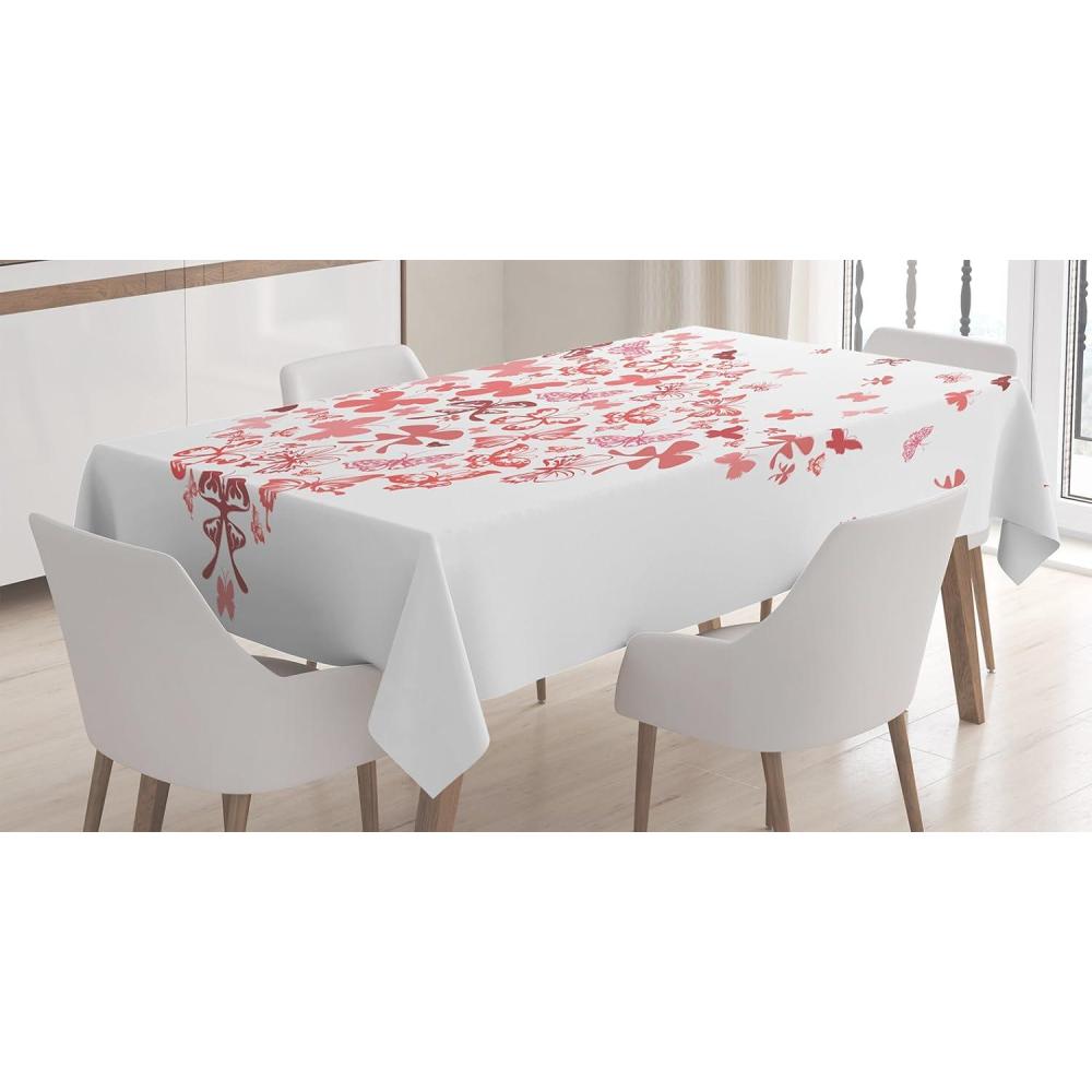 imageAmbesonne Love Tablecloth Hearts Pattern in Modern Style Valentines Day Ornate Happiness Warm Feelings Rectangular Table Cover for Dining Room Kitchen Decor 60 X 84 White RubyCoral Ruby