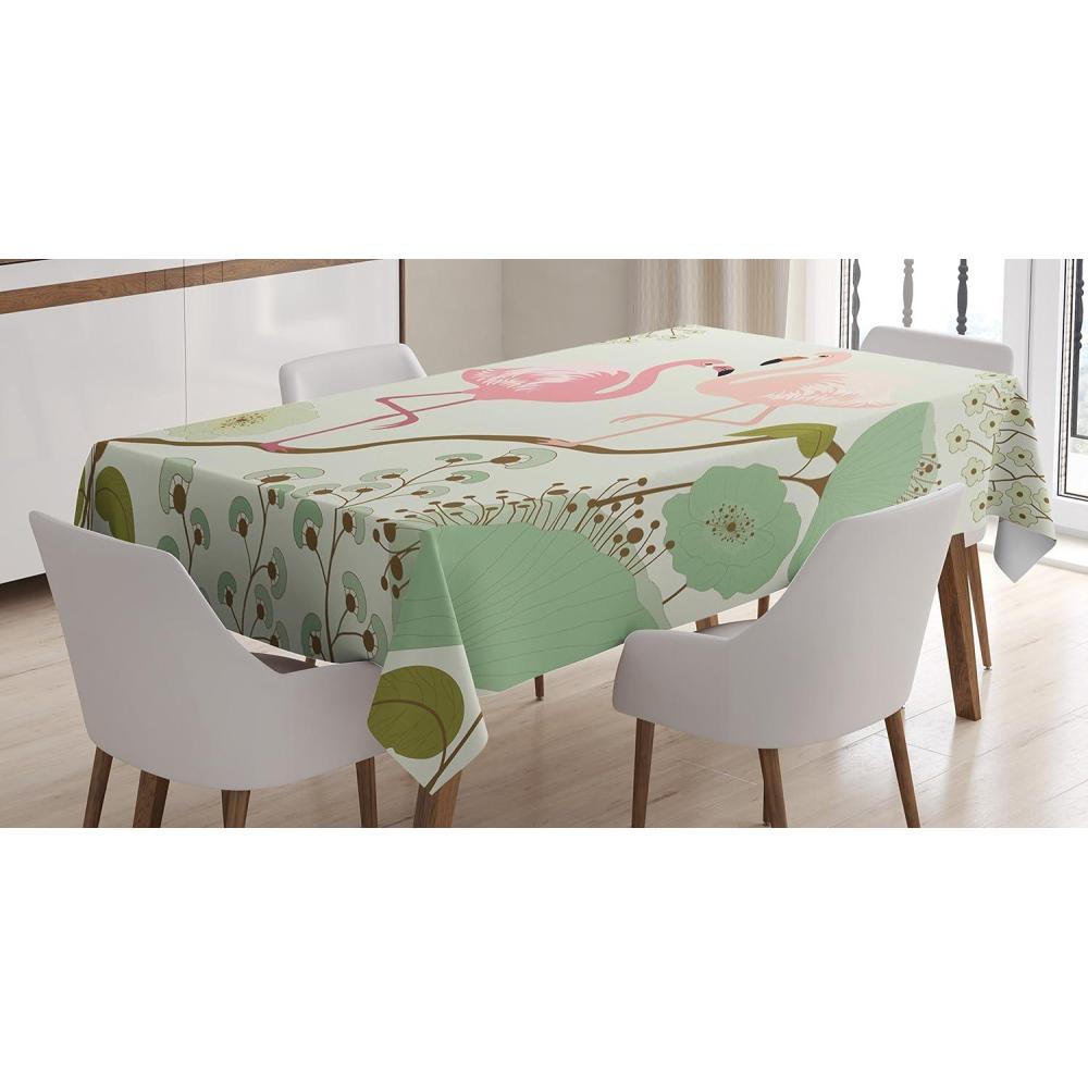 imageAmbesonne Love Tablecloth Hearts Pattern in Modern Style Valentines Day Ornate Happiness Warm Feelings Rectangular Table Cover for Dining Room Kitchen Decor 60 X 84 White RubyGreen Salmon