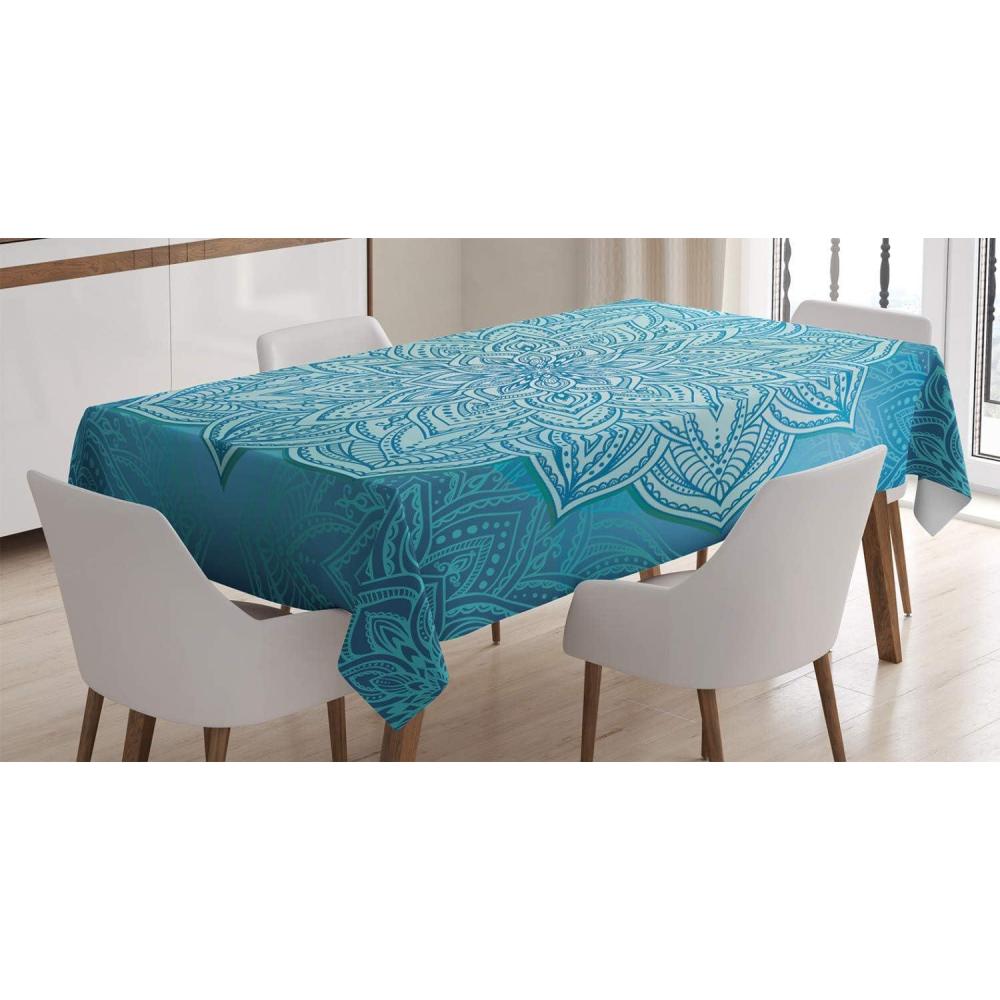 imageAmbesonne Love Tablecloth Hearts Pattern in Modern Style Valentines Day Ornate Happiness Warm Feelings Rectangular Table Cover for Dining Room Kitchen Decor 60 X 84 White RubyBlue Turquoise