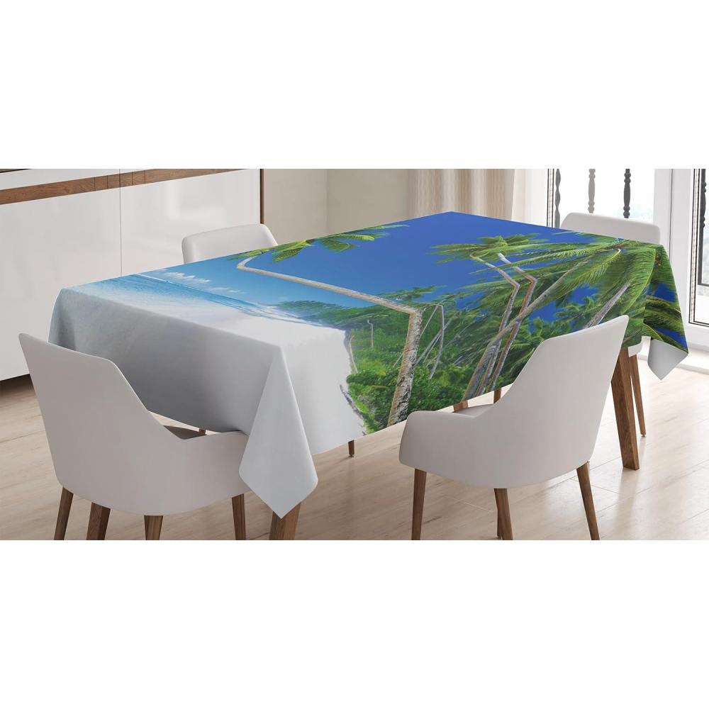imageAmbesonne Love Tablecloth Hearts Pattern in Modern Style Valentines Day Ornate Happiness Warm Feelings Rectangular Table Cover for Dining Room Kitchen Decor 60 X 84 White RubyCoconut Green