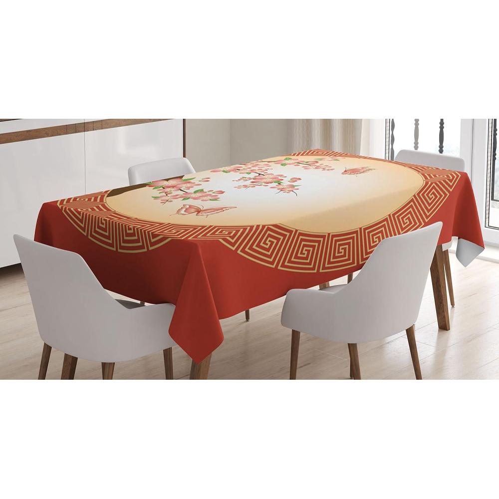 imageAmbesonne Love Tablecloth Hearts Pattern in Modern Style Valentines Day Ornate Happiness Warm Feelings Rectangular Table Cover for Dining Room Kitchen Decor 60 X 84 White RubyPeach Coral