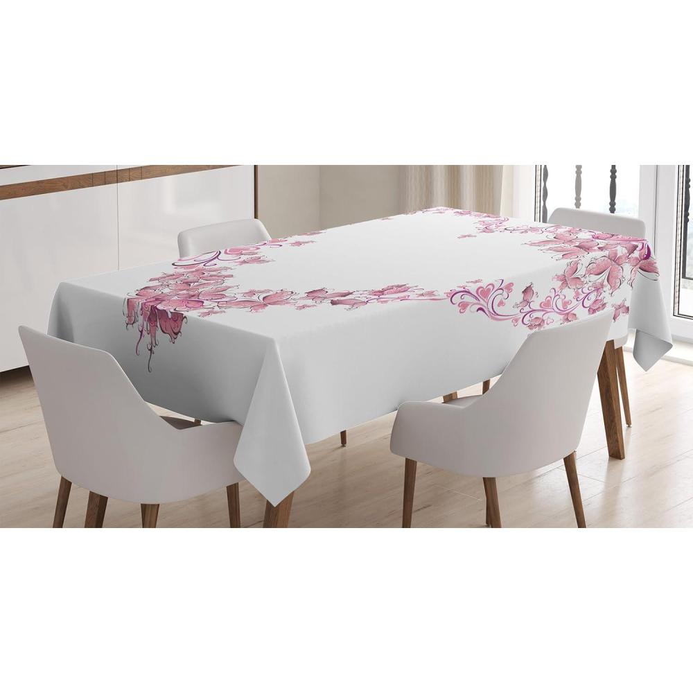 imageAmbesonne Love Tablecloth Hearts Pattern in Modern Style Valentines Day Ornate Happiness Warm Feelings Rectangular Table Cover for Dining Room Kitchen Decor 60 X 84 White RubyRose White