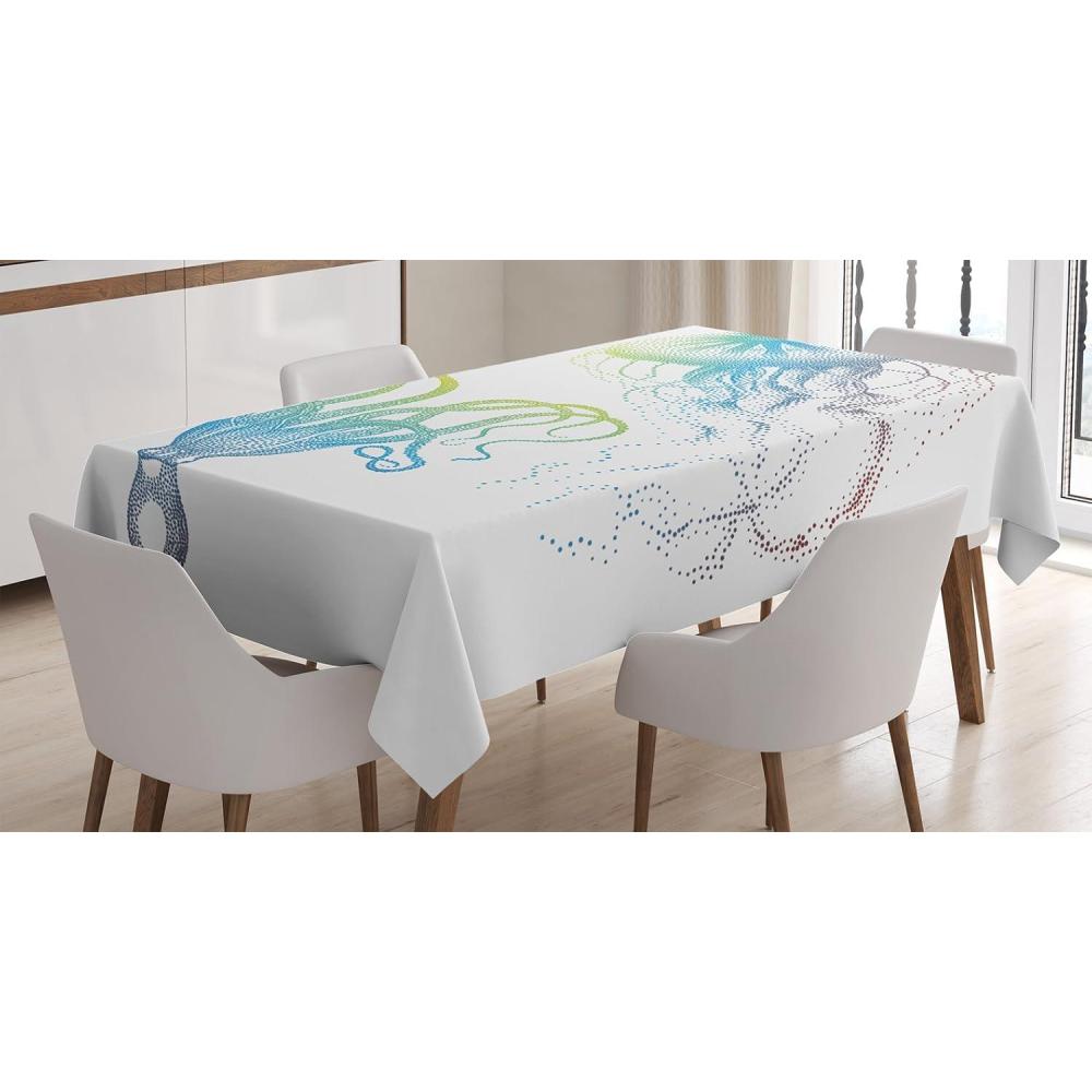 imageAmbesonne Love Tablecloth Hearts Pattern in Modern Style Valentines Day Ornate Happiness Warm Feelings Rectangular Table Cover for Dining Room Kitchen Decor 60 X 84 White RubyWhite Blue