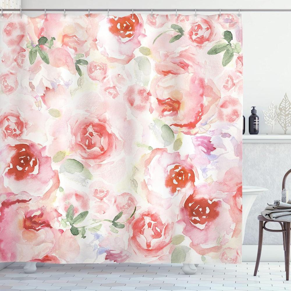 imageAmbesonne Mystic Shower Curtain Horse in Roses Garden with Butterflies Fantasy Romantic Moon Print Cloth Fabric Bathroom Decor Set with Hooks 69 W x 70 L Beige BrownGreen Pink