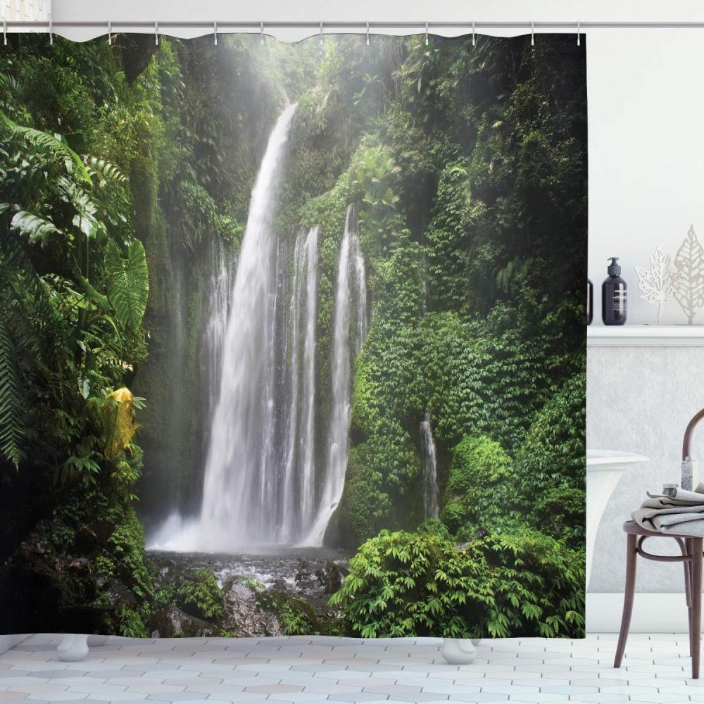 imageAmbesonne Mystic Shower Curtain Horse in Roses Garden with Butterflies Fantasy Romantic Moon Print Cloth Fabric Bathroom Decor Set with Hooks 69 W x 70 L Beige BrownDark Green